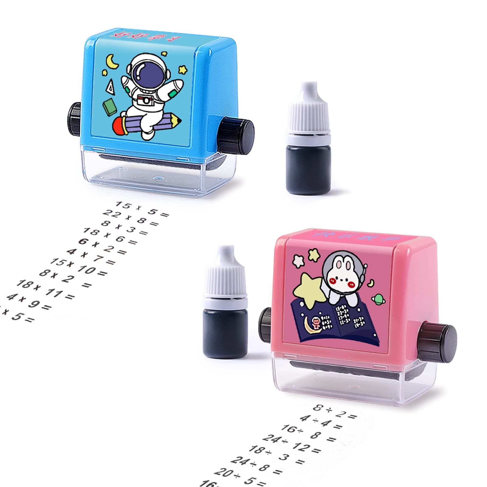 Teaching Stamps for Kids,Smart Math Roller Stamps,Refillable Ink Math Practice Stamp,Multiplication and Division Math Learning Roller Stamp Within100,for Preschool Kindergarten Classroom Supplies