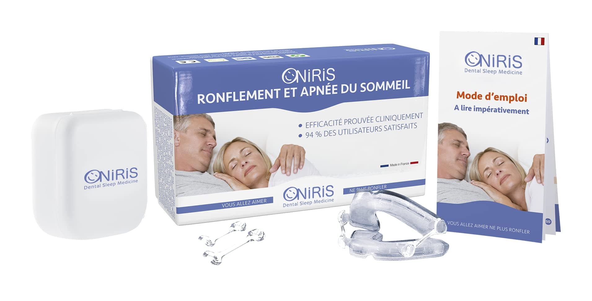 ONIRIS - Anti Snoring Orthesis - Clinically validated for Sleep Apnea - Made in France - Dental Gutter - Mandibular advancement orthesis - Acts on The Causes of a Bad Sleep.
