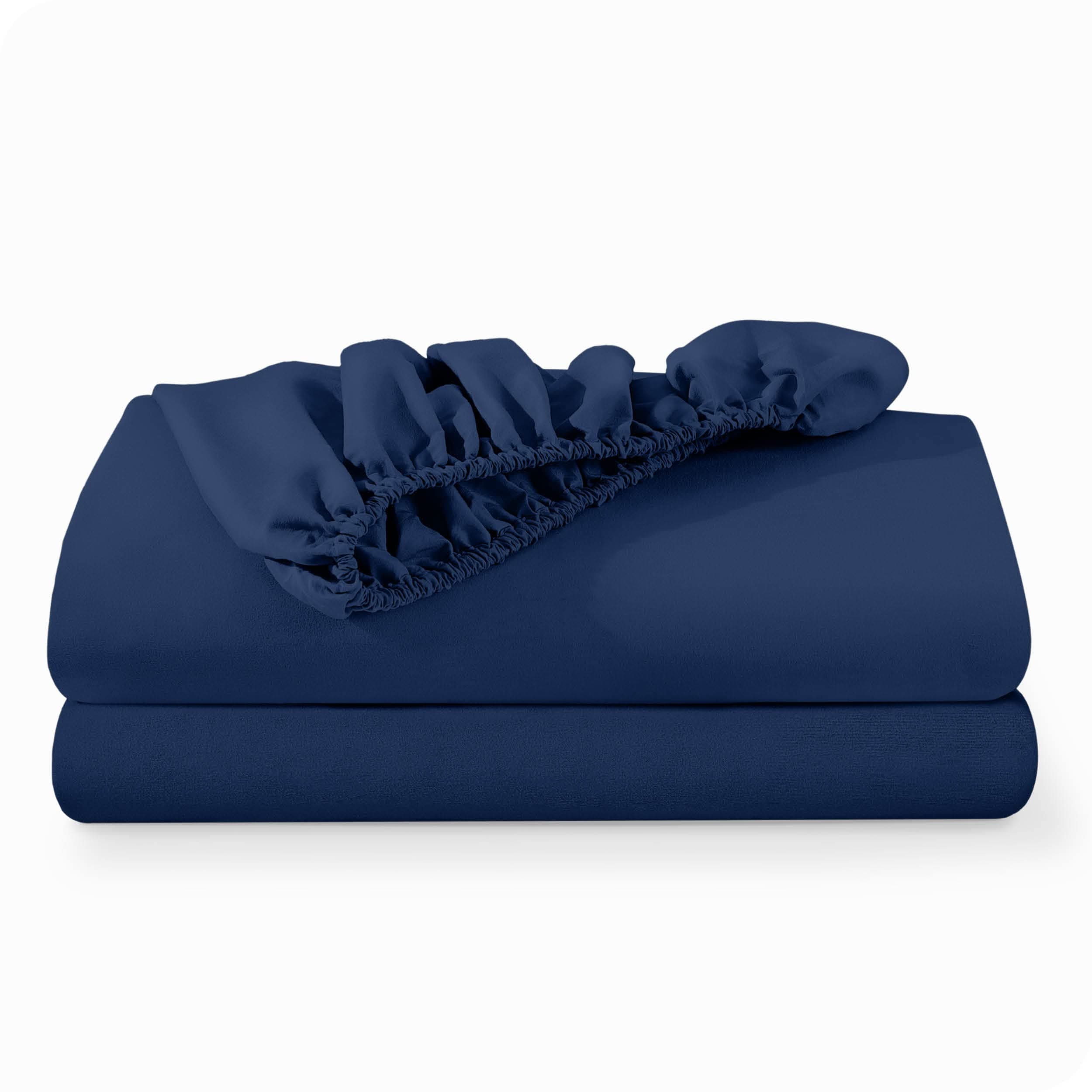 Bare Home2-Pack Fitted Bottom Sheets Twin - Premium 1800 Ultra-Soft Wrinkle Resistant Microfiber - Deep Pocket (Twin, Dark Blue)