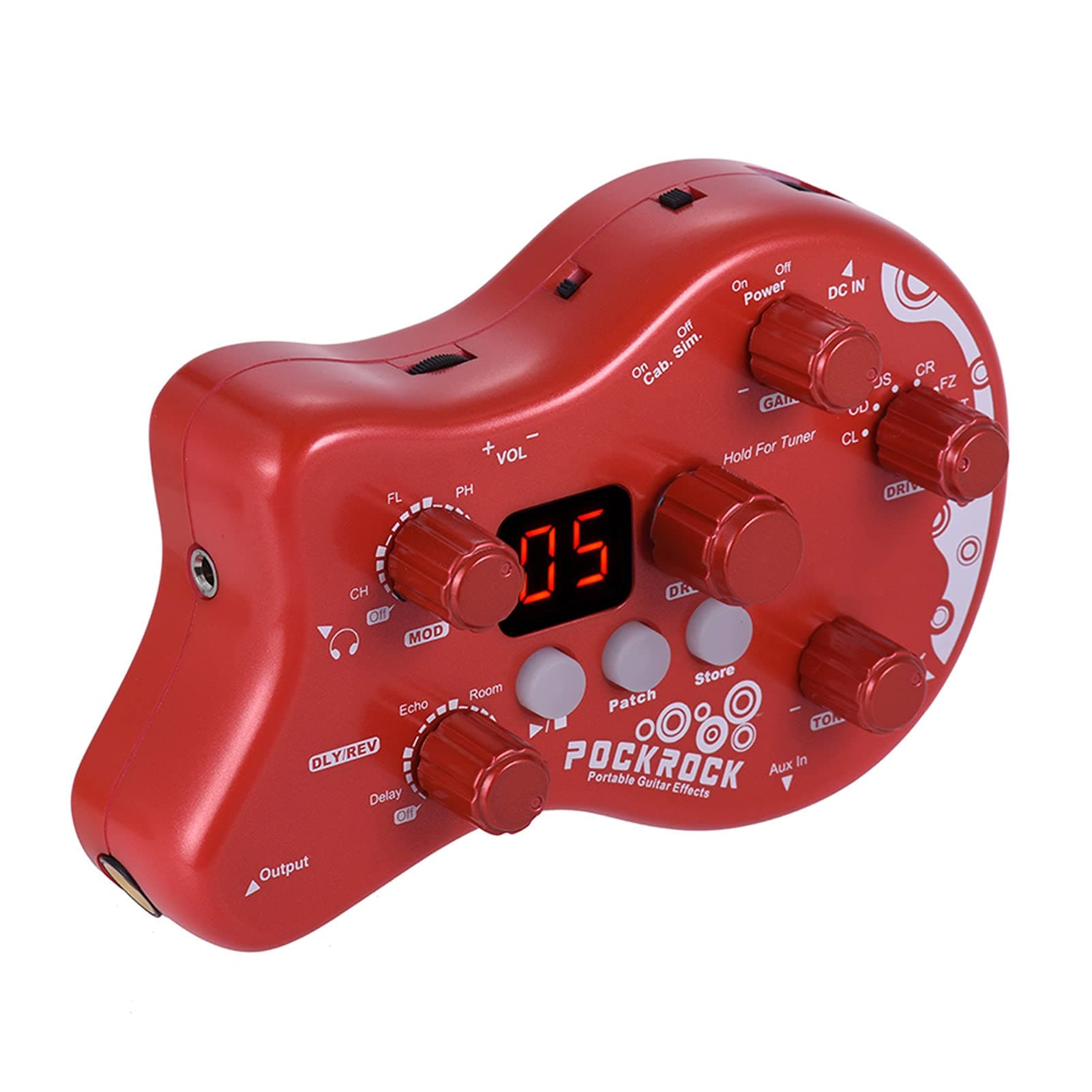 Distortion Pedal Guitar Multi-effects Processor Effect Pedal Guitar Effects Pedal 15 Effect Types 40 Drum Rhythms Tuning Function with Power Adapter (red)