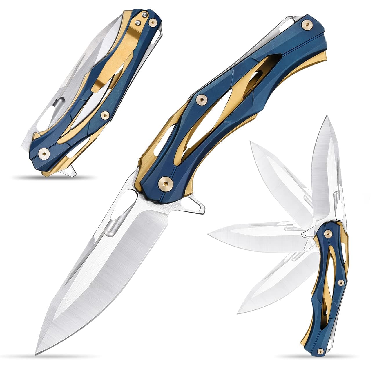 EF204 Folding Pocket Knife,D2 Blade Steel Handle Liner Lock with Clip Outdoor Camping Hiking Tactical EDC Tool (EF204-colorful)