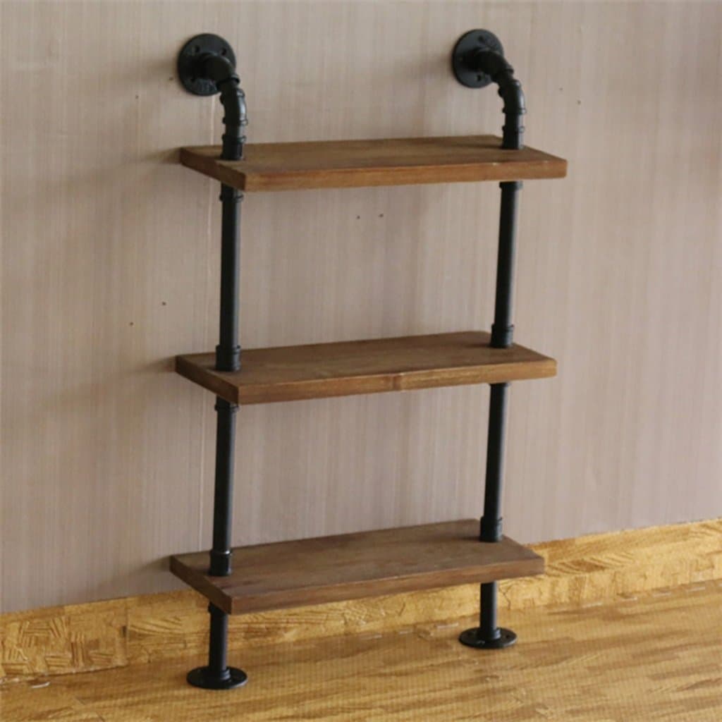 Iron Retro Water Pipe Solid Wood Shelf Multi - Layer Shoe Rack Flower Frame Shelf Living Room Shelf Floor Storage Shelf ( Color : C )