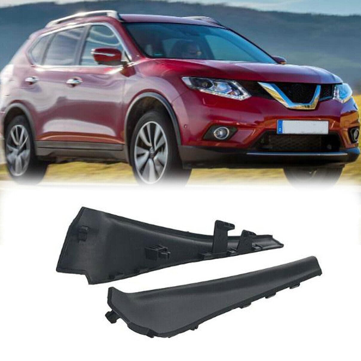 1 Pair Front Windshield Wrap Corner Trim for Nissan X-Trail Xtrail T32 Rogue 2014 2015 2016 2017 2018 Black