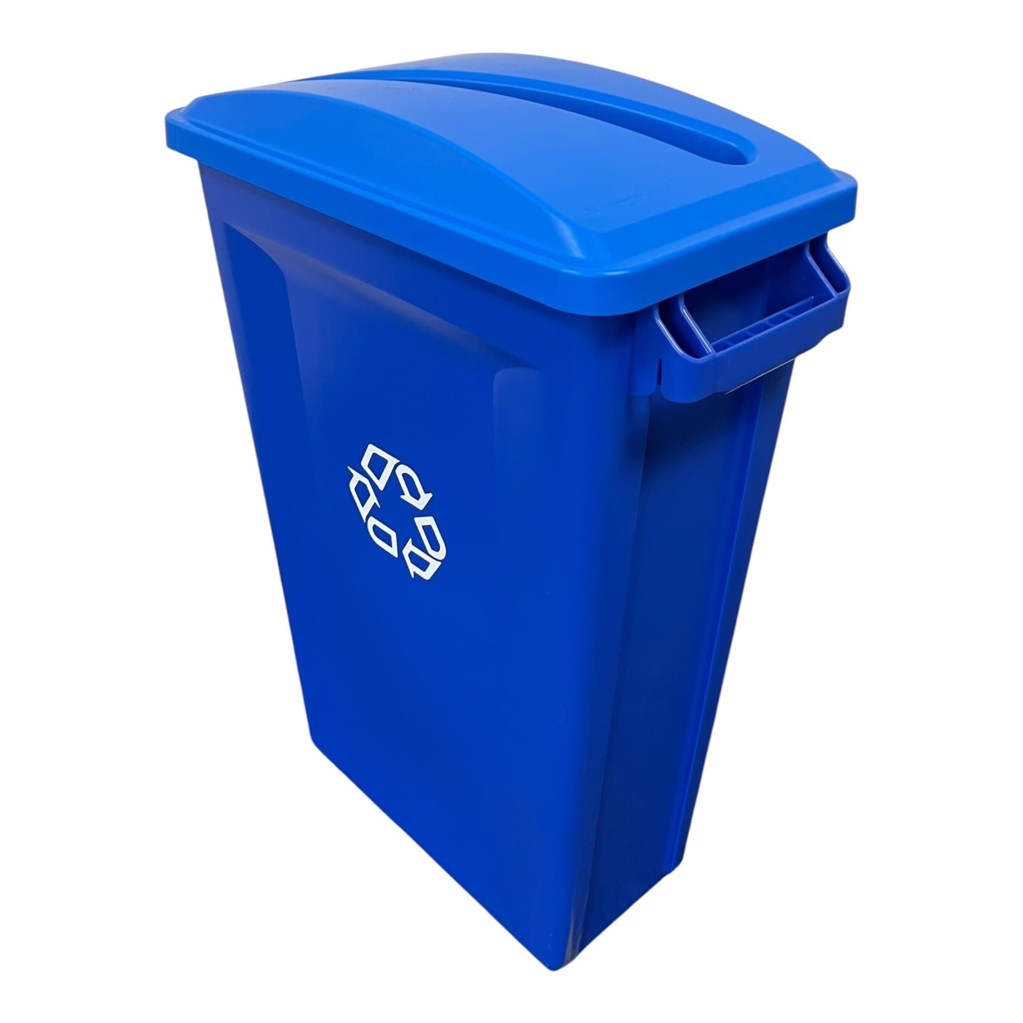 87 Litre Slim Bin Recycling Container, Space Saving Design, Rectangular for Home, Office, Kitchen – Commercial Product Vented Slim Waste Receptacle Bin (1, Blue & Blue Paper Slot)