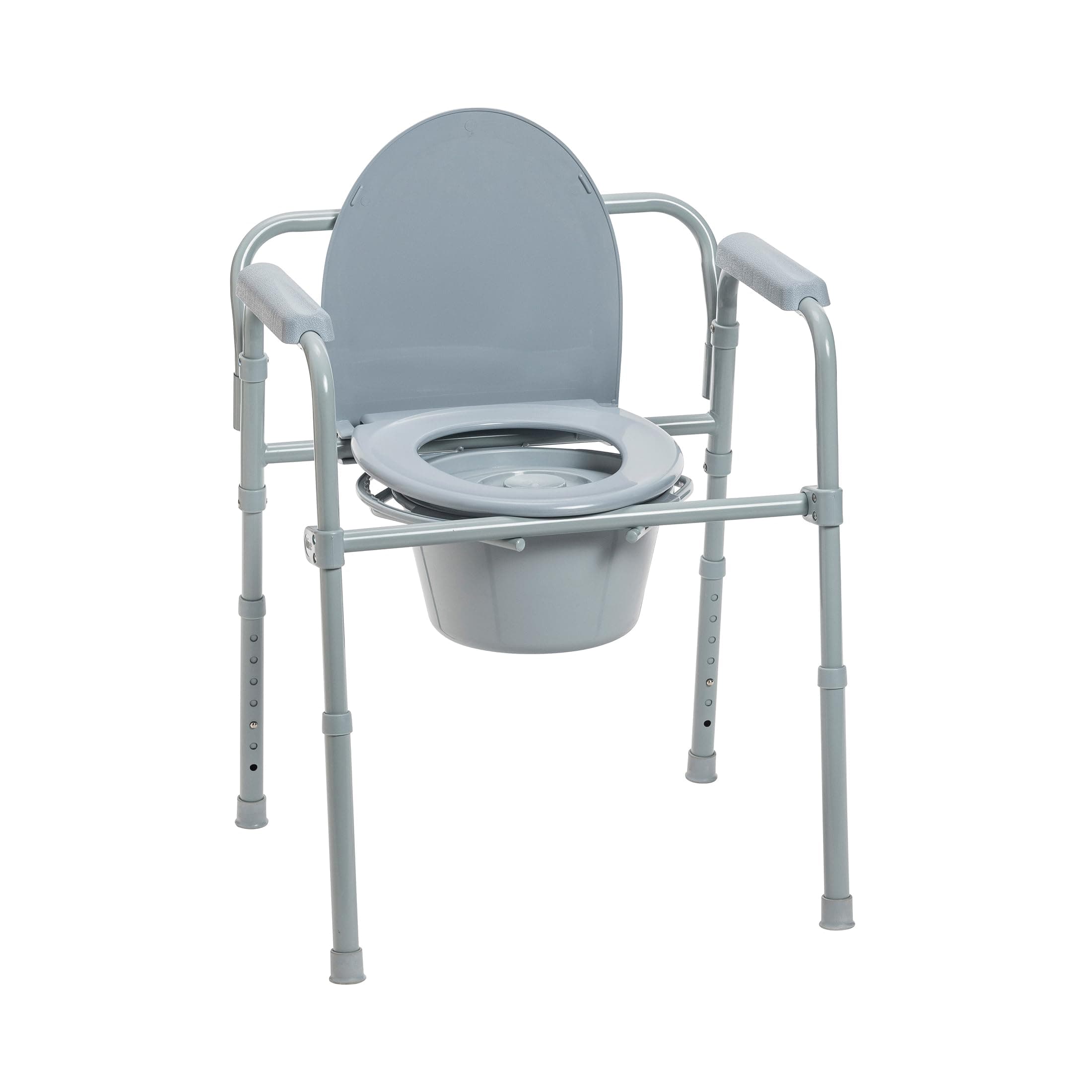Folding Steel Bedside Commode (Gray)