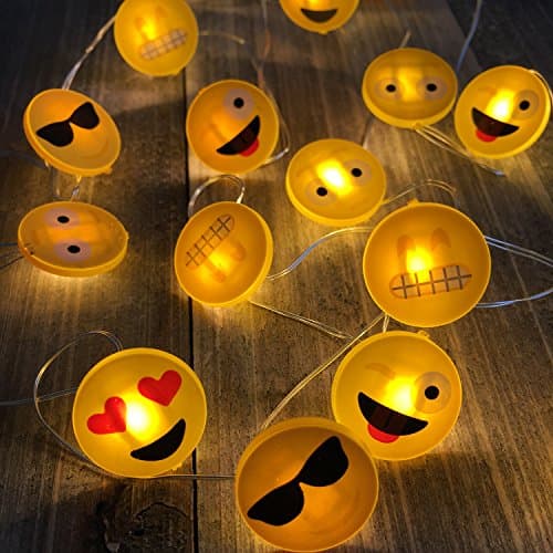 V Smart Life Emoji String Lights USB Powered Battery Operated String Lights with Remote Timer Function 50 LED Novelty String of Lights Flexible Copper Wire for Christmas Bedroom Girls 16.4 FT(TEXP)