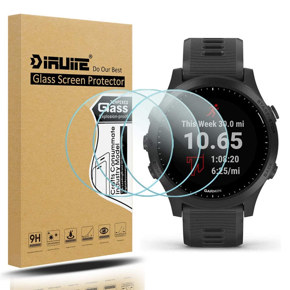 Diruite 3-Pack for Garmin Forerunner 945 Screen Protector Tempered Glass for Garmin Forerunner 945 [2.5D 9H Hardness] [Anti-Scratch] [Bubble-Free]