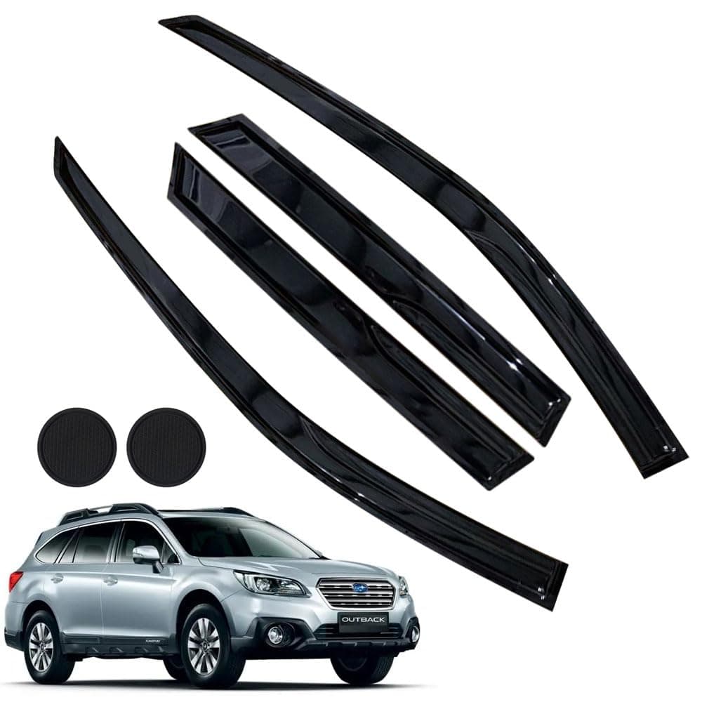 Rain Guards for 2020-2024 Outback, Tape-on Side Window Deflectors for Outback, Window Visors for Subaru Cars,for Subaru Car Accessories 4 Rain Guards ＆ 2 Car Coasters