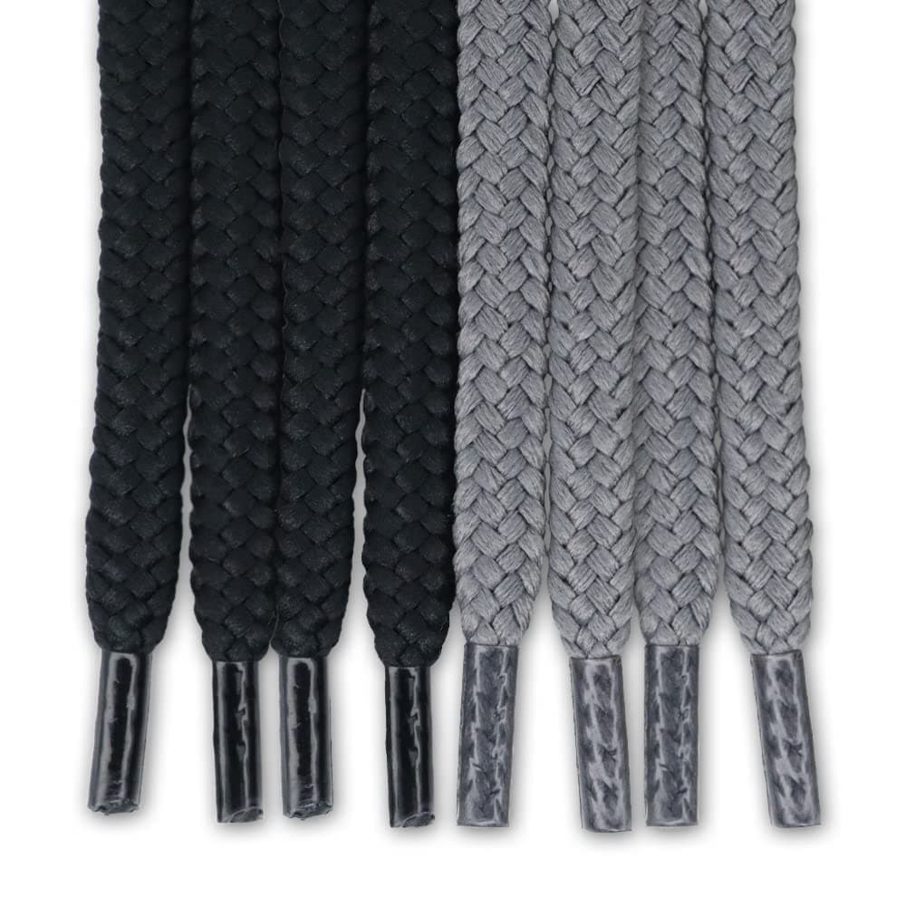 EXTEMPORE Drawstring Cord Replacement Round 6mmx136 cm/54 Inch/4 Pcs,for Cloth, Sweatpants, Hoodie,Bag. (Black/Grey)