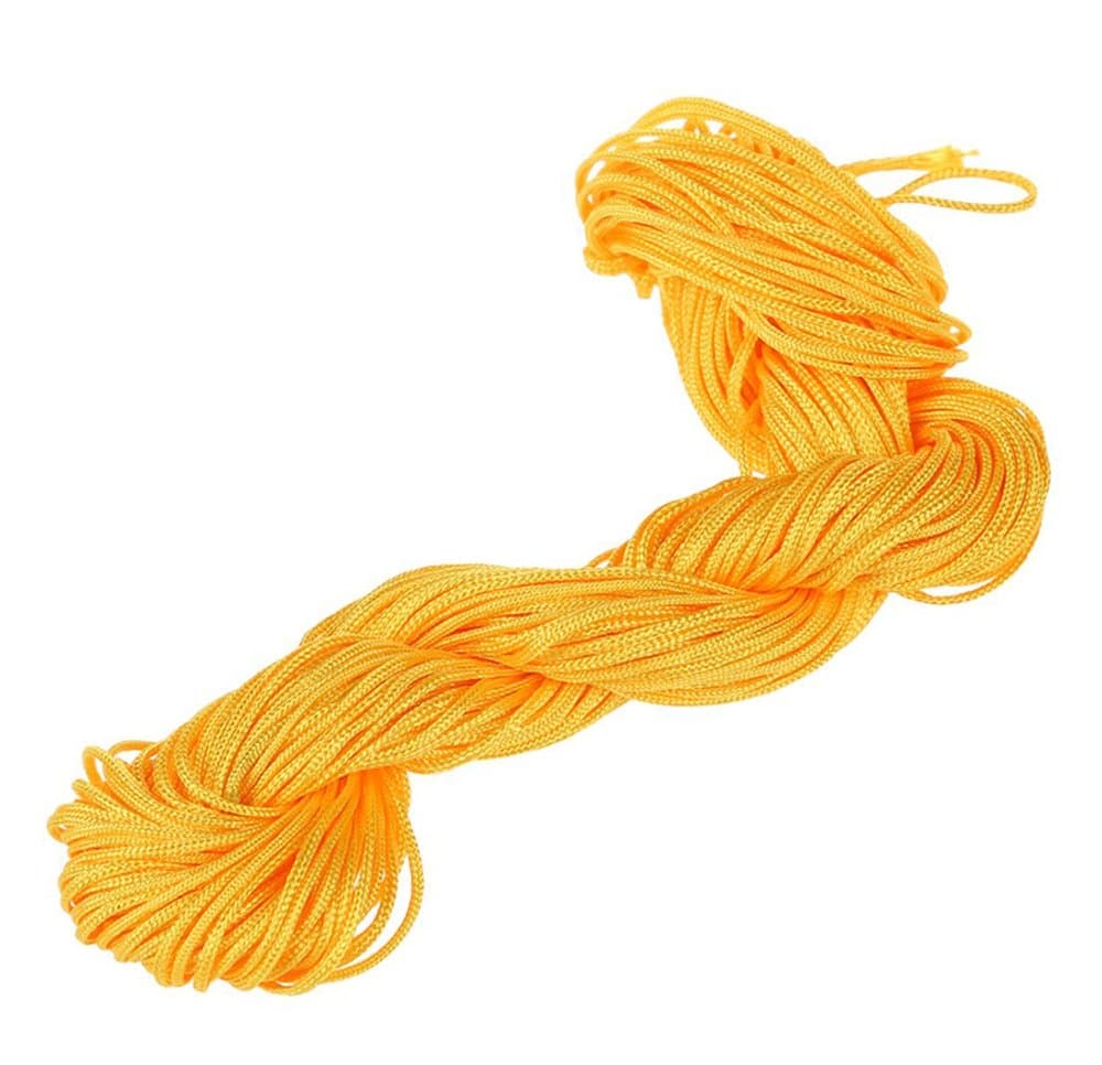 Visork Nylon Thread Chinese Knot Cord 1MM Bracelet Thread String Rope Beading Macrame Rattail 25M Bracelet Braided String Yellow