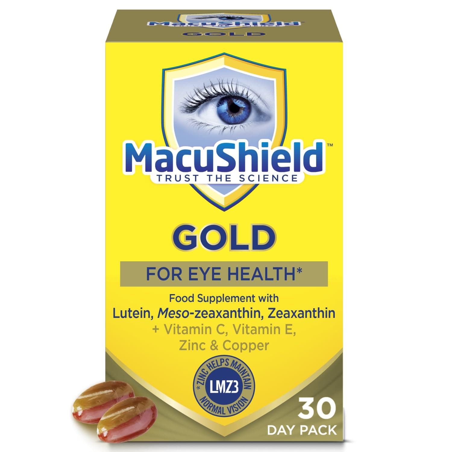 MacuShield Gold – 30 day pack, Eye Health Supplement with Lutein, Zeaxanthin ...