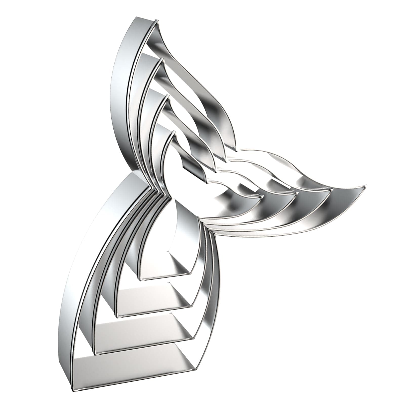 Mermaid Whale Fish Tail Cookie Cutters Shapes Set Assorted Sizes - 5 inch, 4 inch, 3 inch, 2 inch - Stainless Steel