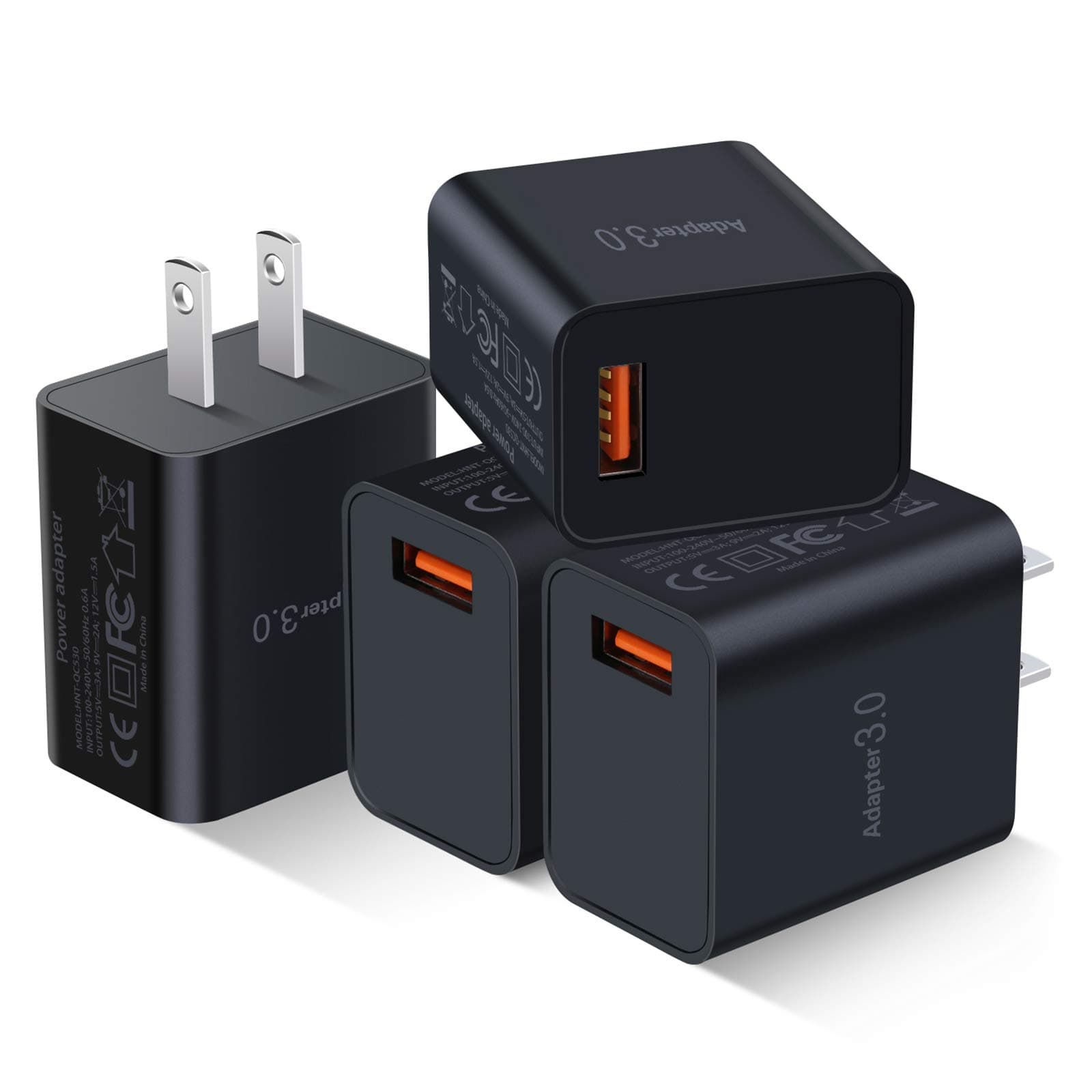 Fast Charge 3.0 USB Wall Charger [4-Pack] 5V 3A Fast Charging Block 18W QC Power Adapter for Wireless Charger Stand, Compatible with iPhone 16 15 14 Pro Max Galaxy S24 S23 Ultra 22 21 20 A03s