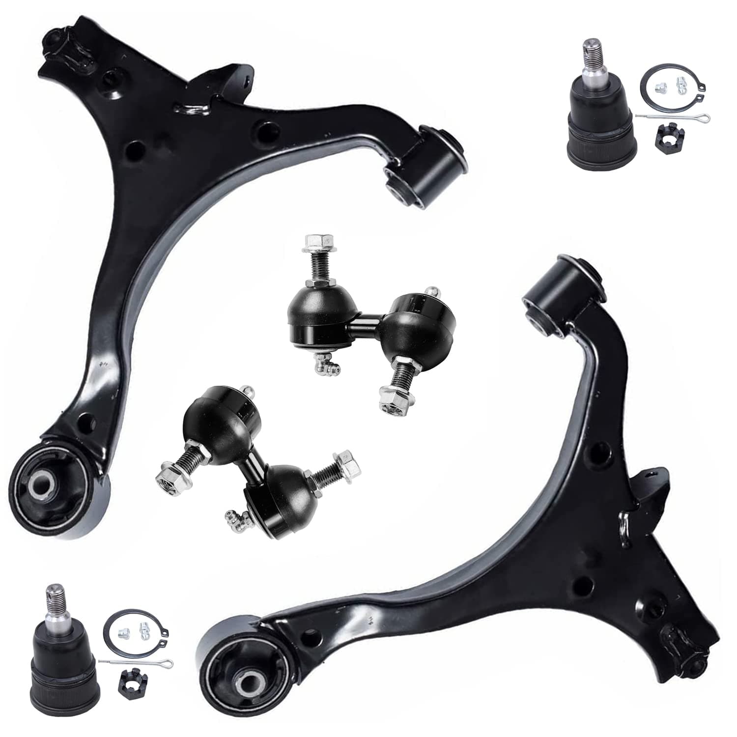 Detroit Axle - 6pc Front End Control Arms Kit for 2003-2011 Honda Element 2 Lower Control Arms Assembly 2 Lower Ball Joints 2 Sway Bar Links 2004 2005 2006 2007 2008 2009 2010 Replacement