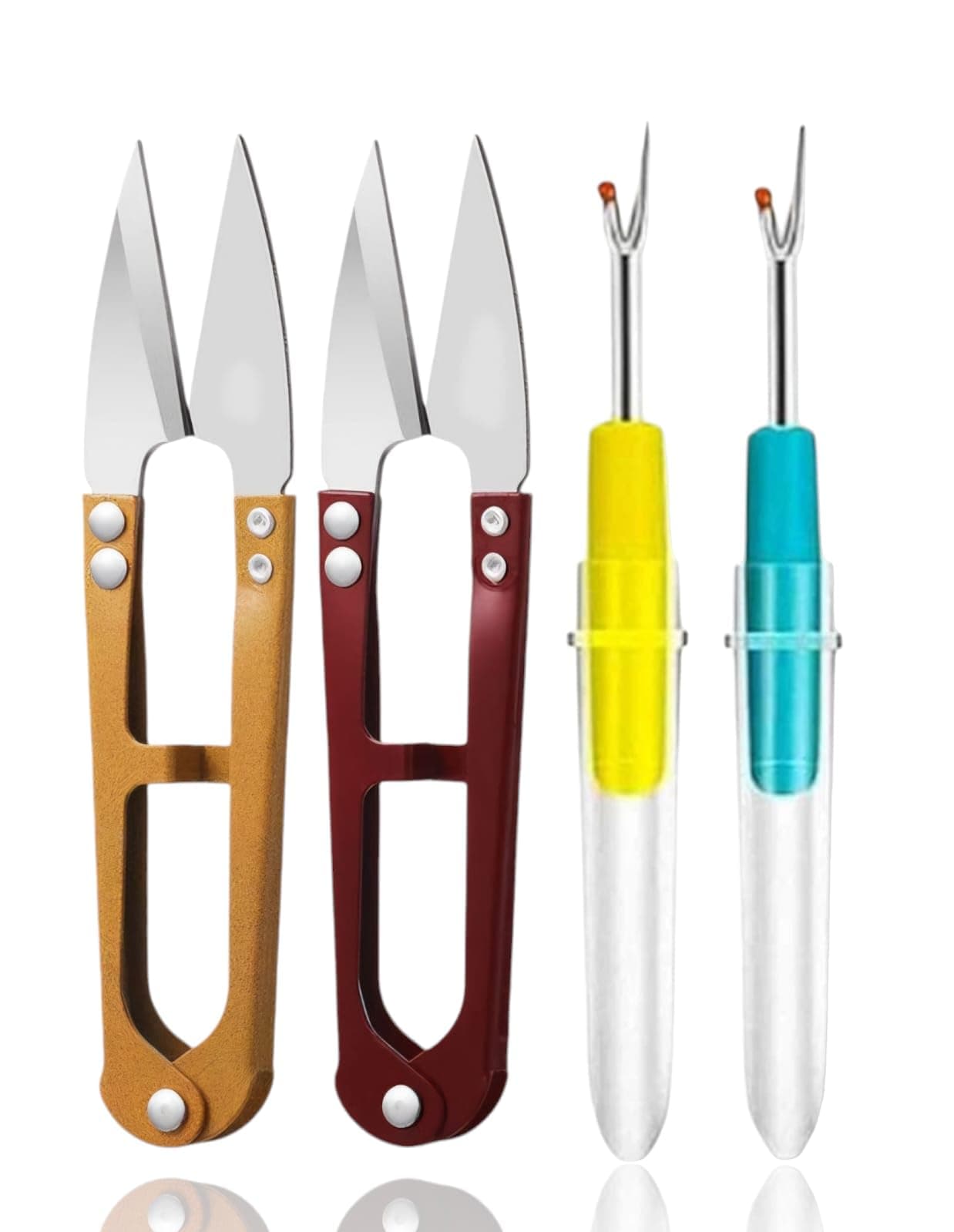 RIANZ Pack of 4 Sewing Tool Kit, Stitching Thread Unpicker, Seam Rippers for Sewing (2 Seam Ripper & 2 Thread Scissor)