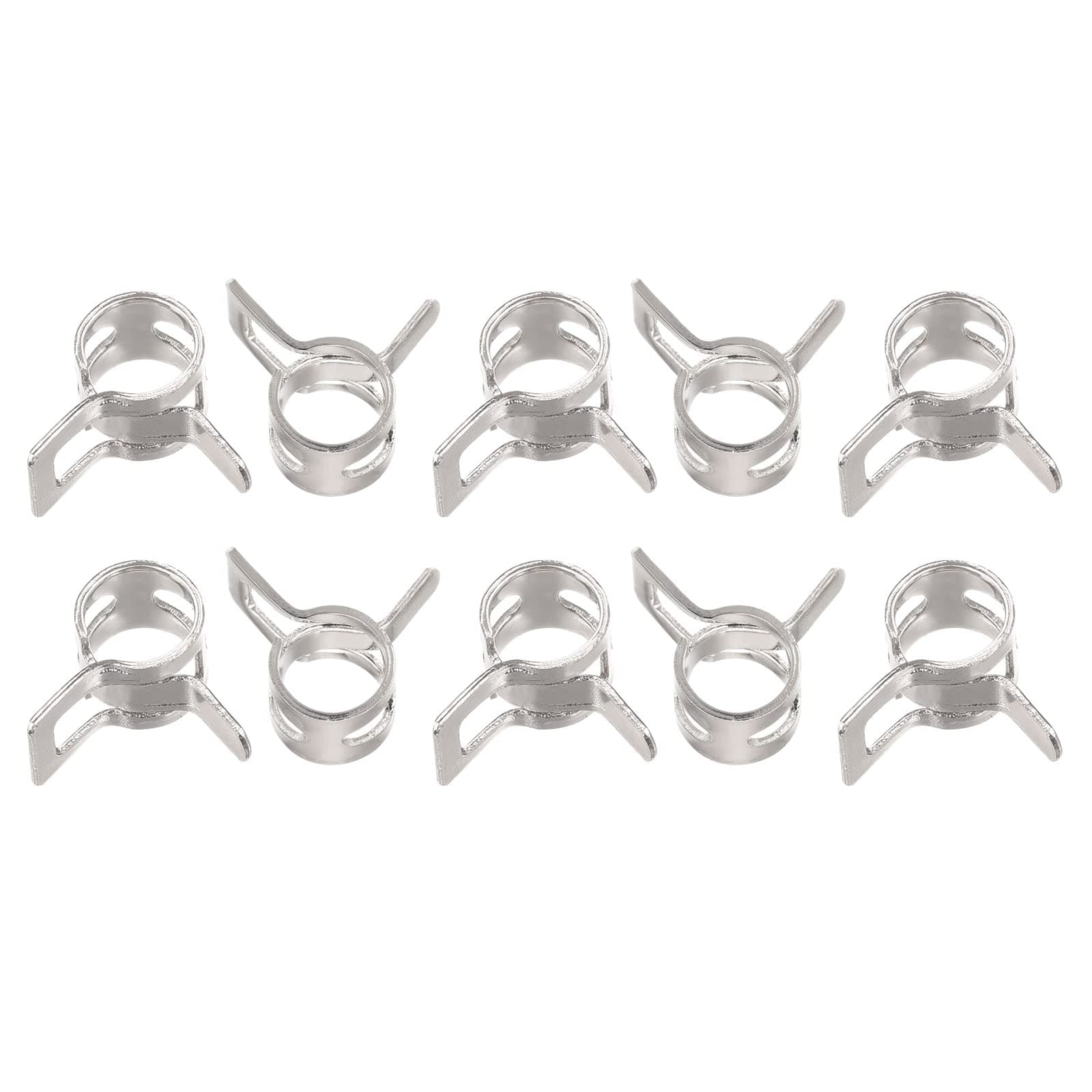 sourcing map 10pcs 6mm Spring Band Type Action Fuel/Silicone Vacuum Hose Pipe Clamp Low Pressure Air Clip Clamp, Nickel Plated