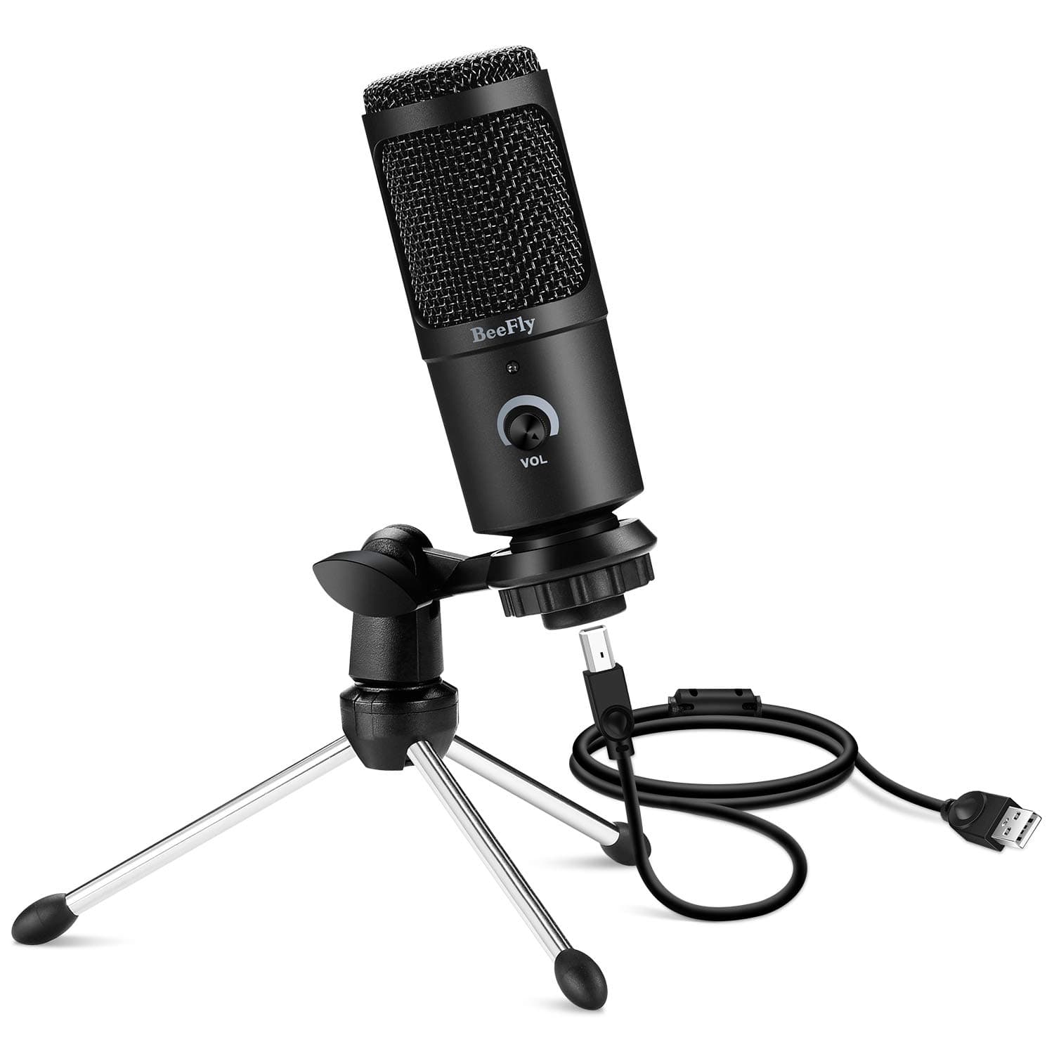 BeeFly USB Microphone, Microphone for Computer Metal Condenser Recording Microphone for PS4 Mac Windows Computer Desktop Microphone for Gaming Podcast Streaming YouTube Chatting