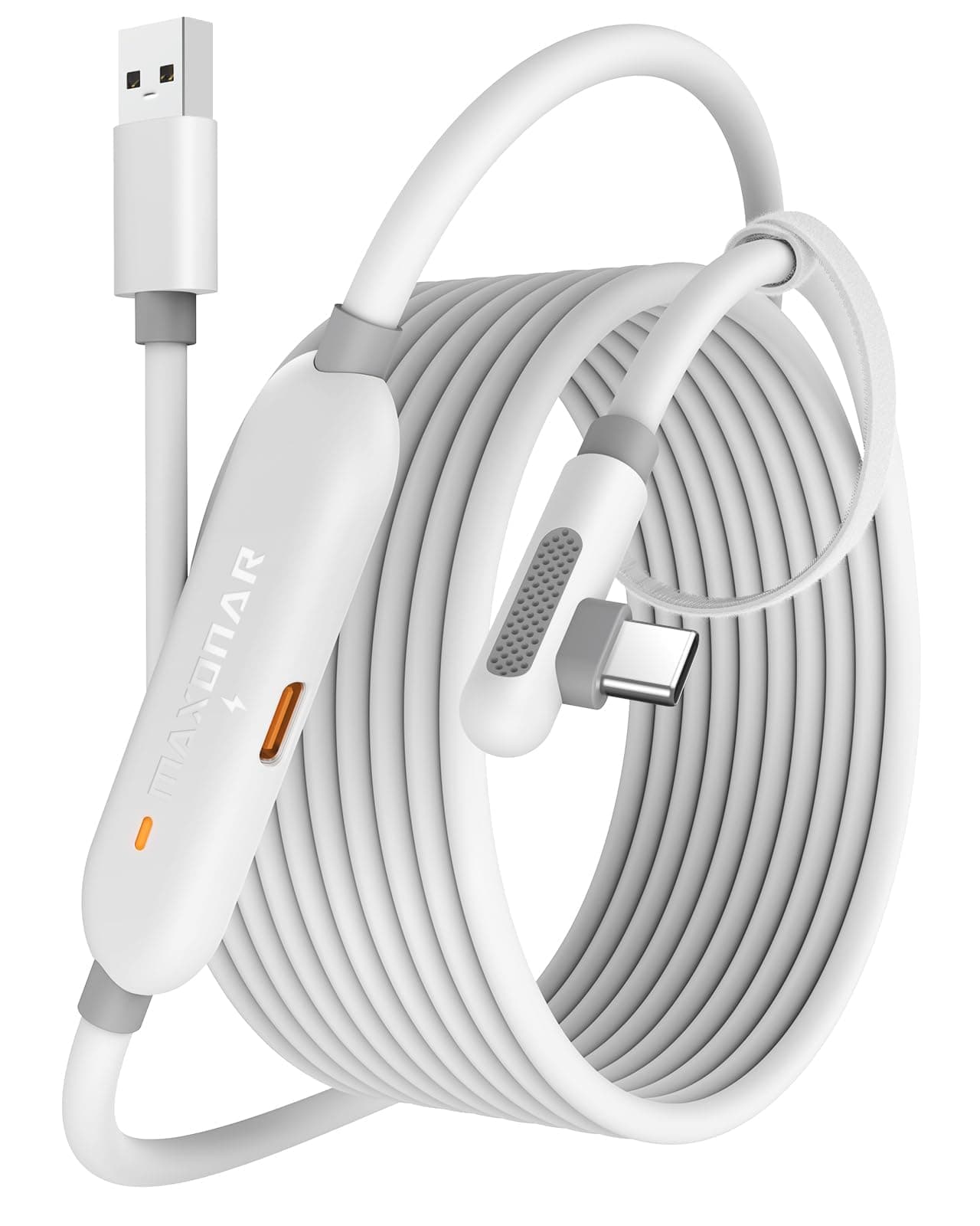 VR Charging Link Cable 16FT (Next-Gen Chip) Compatible with Meta Quest 3S/Quest 3/Oculus Quest 2/Pico 4 Accessories and PC/SteamVR, Awesome Gift-5Gbps USB 3.0 to USB C Cable-White