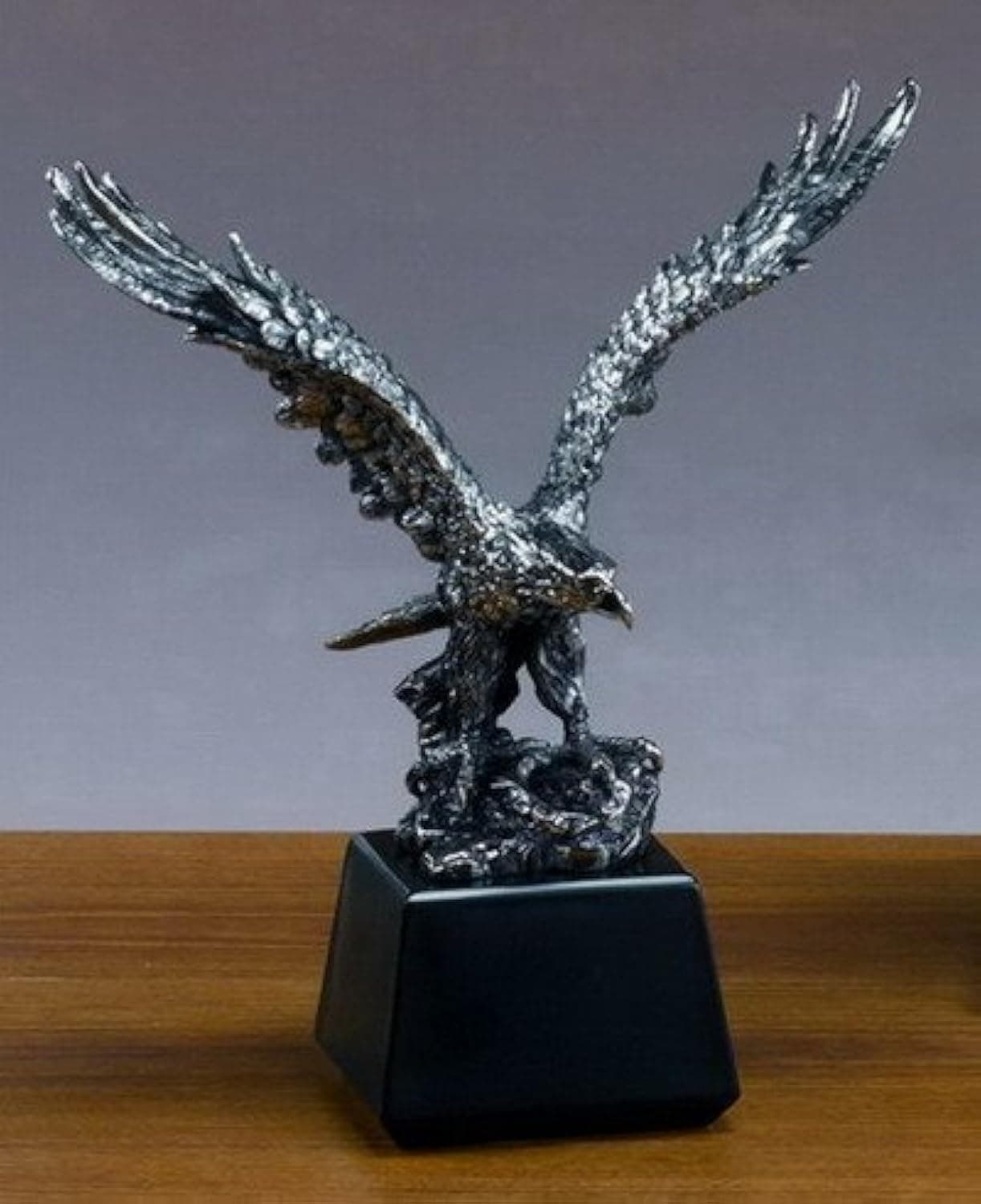 Antique Silver Eagle Statue with Base, 11.5 inches H (M)