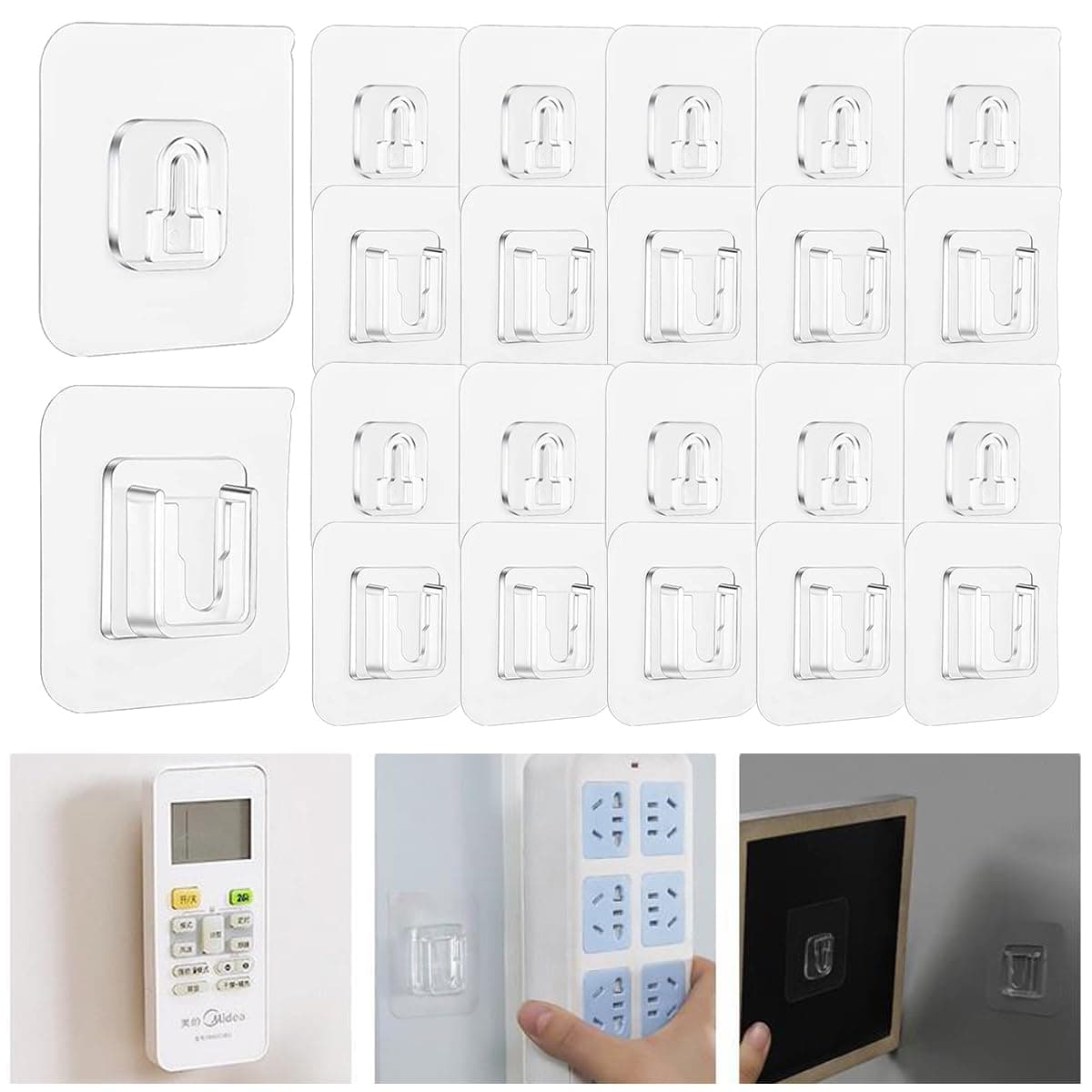 20 Paris Double Side Adhesive Hooks, Non-Trace Heavy Duty Wall Hook for Bathroom and Kitchen, No Drill Self Adhesive Hooks with Suction Cup