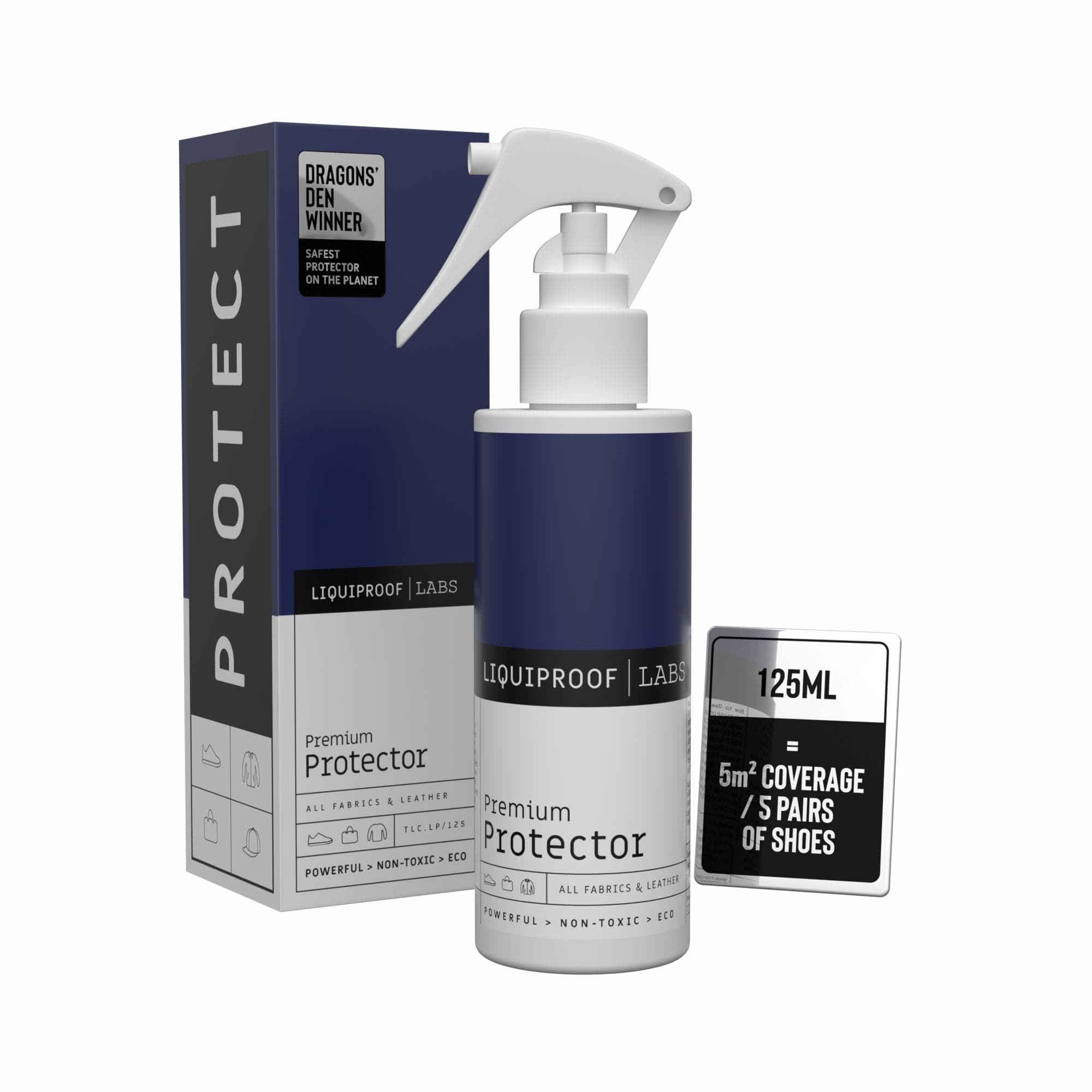 Liquiproof LABS Premium Protector Spray 125ml - long lasting waterproof and stain protection for leather, suede, nubuck, sheepskin and fabrics. For use on shoes, handbags, trainers, boots, clothes etc