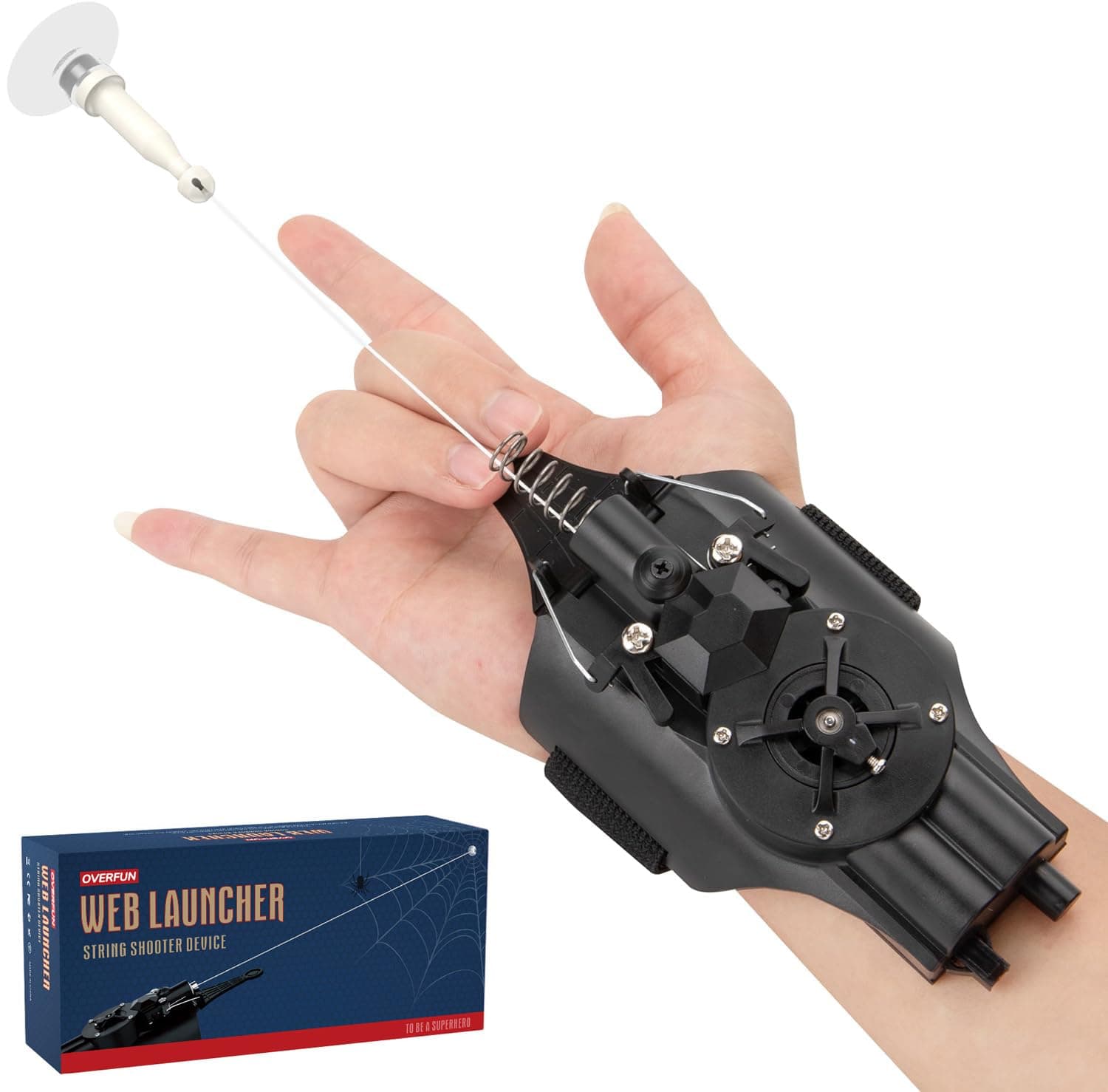 OVERFUN Web Launcher Spider String Shooter Toy, Cool Gadgets [Electric Reel-in] Real Silk Superhero Role-Play Fun Stuff Toys Great for Men and Kids, Black