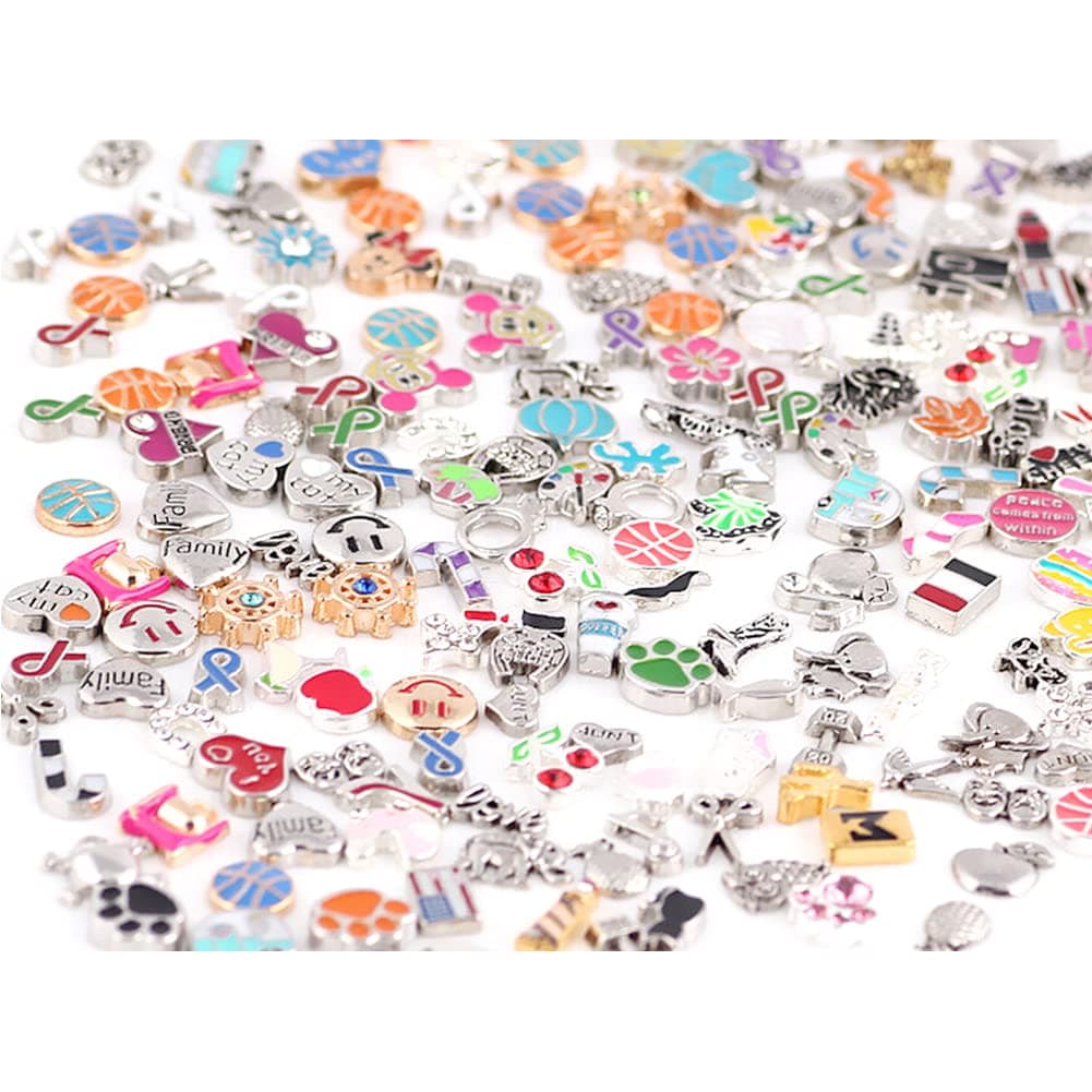 Miraclekoo100 Pcs Floating Charms Assorted Mix DIY for Floating Lockets Glass Living Memory Lockets,Random Style