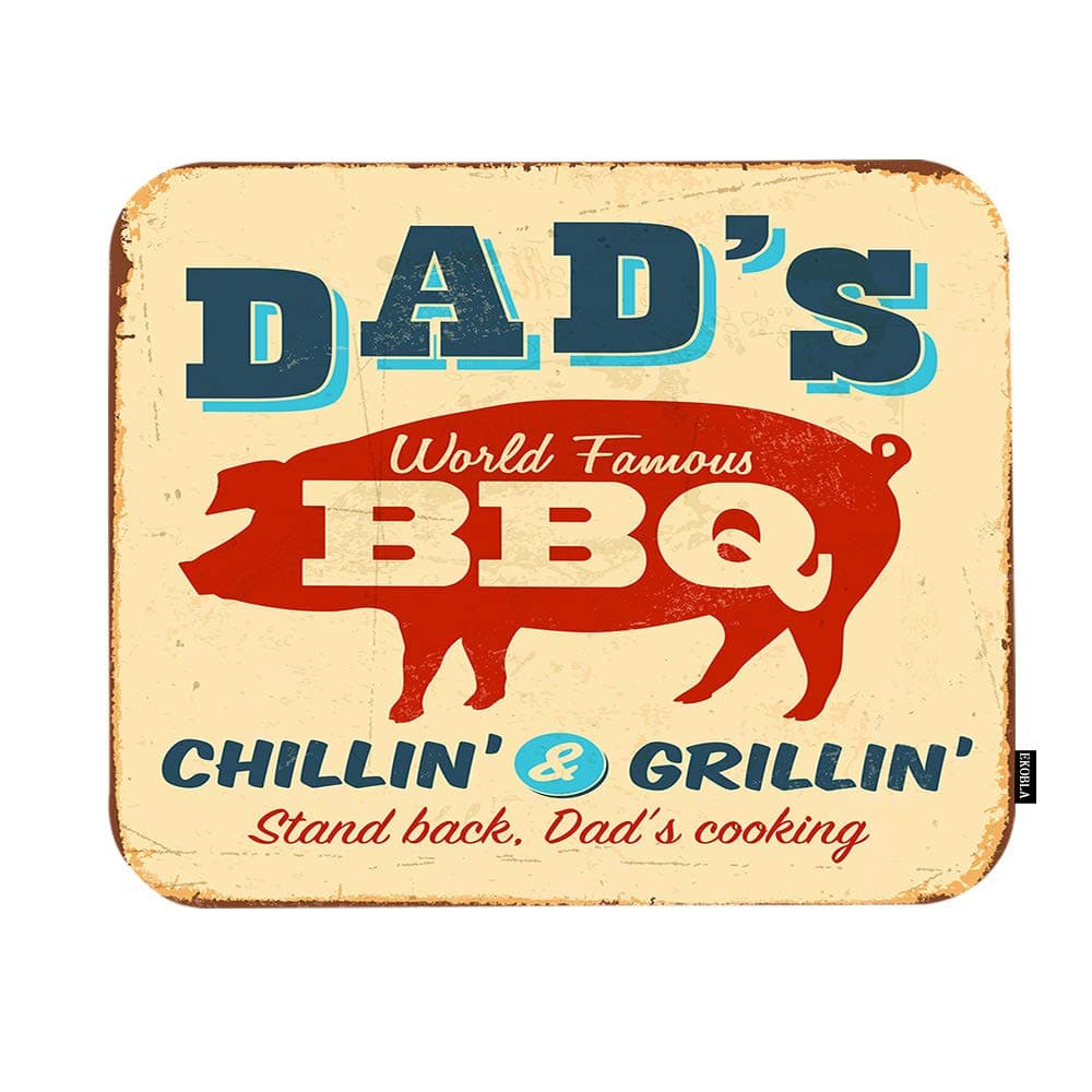 EKOBLA Dad's BBQ Mouse Pad Chillin Grillin Stand Back Dad's Cooking Pig Barbecue Advertising Gaming Mouse Mat Non-Slip Rubber Base Thick Mousepad for Laptop Computer PC 9.5x7.9 Inch