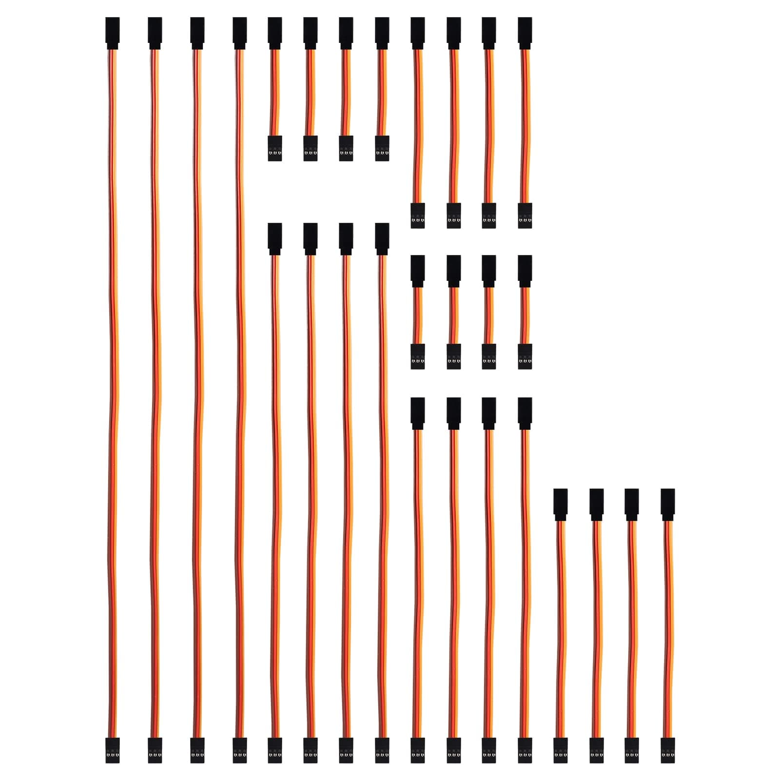 28PCS Servo Extension Lead Wire Cable 7 Sizes 3-Pin Servo Extension Cable Wire Cord Male to Female Remote Control Lead Wire Connector for RC Cars Airplane(6cm/10cm/15cm/20cm/30cm/50cm/100cm)