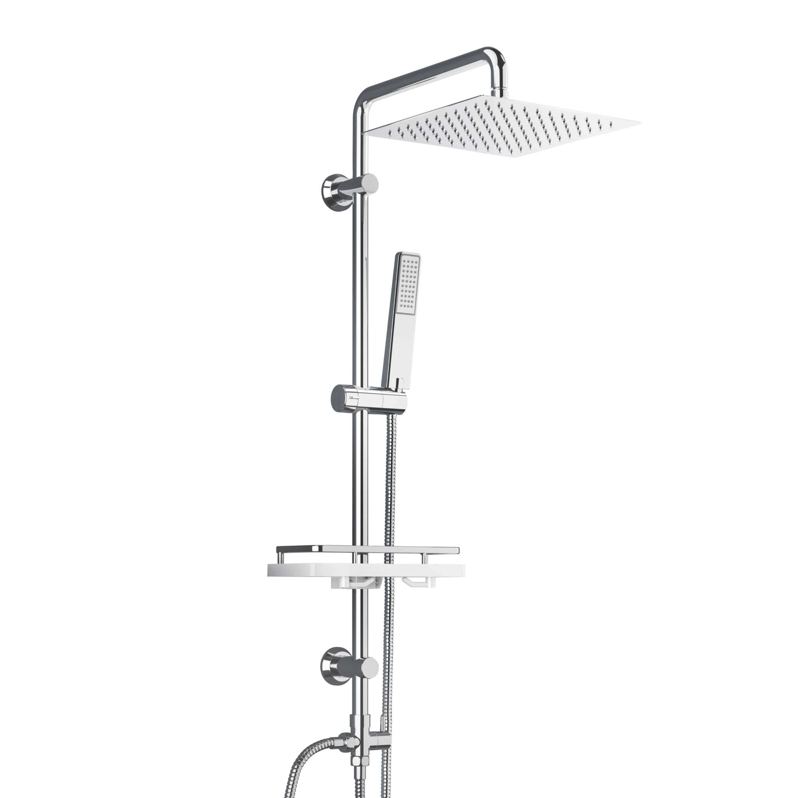 Görbach Rain Shower System with Shelf Shower Set Without Shower Fitting Chrome (20 x 20)