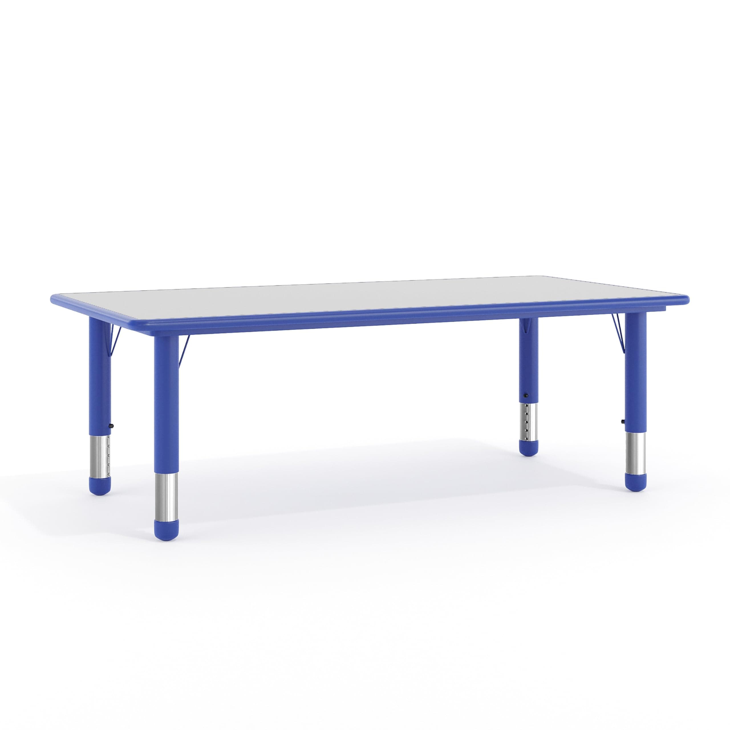 - Wren Adjustable Classroom Activity Table for School and Home, Plastic Activity Table for Kids, 23.625" W x 47.25" L, Gray/Blue