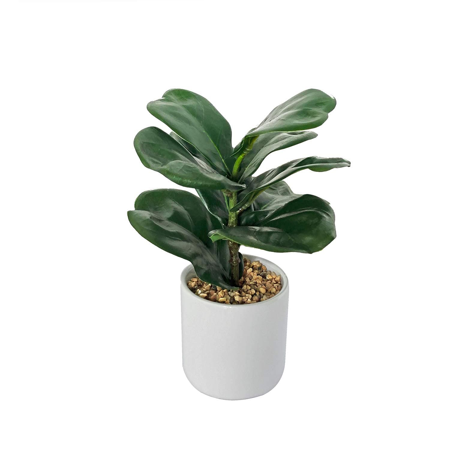 BESAMENATURE 8.5" Mini Artificial Fiddle Leaf Fig Tree, Tabletop Ficus Lyrata for Home Office Decoration, Ships in White Ceramic Planter