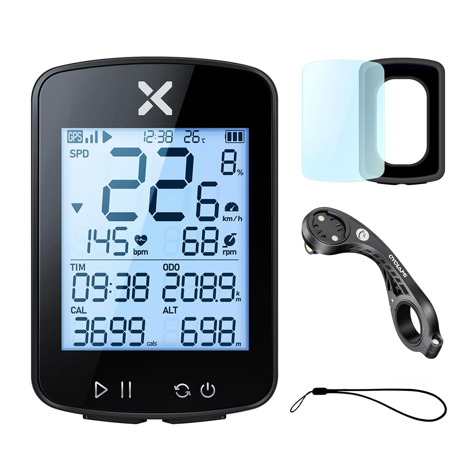 G+ Gen2 GPS Bike Computer with Mount, 2.2" Bluetooth Wireless Cycling Speedometer, Type-C Multifunctional ANT+ Bicycle Odometer with Auto Backlight and IPX7 Waterproof MTB Tracker (4 in 1)