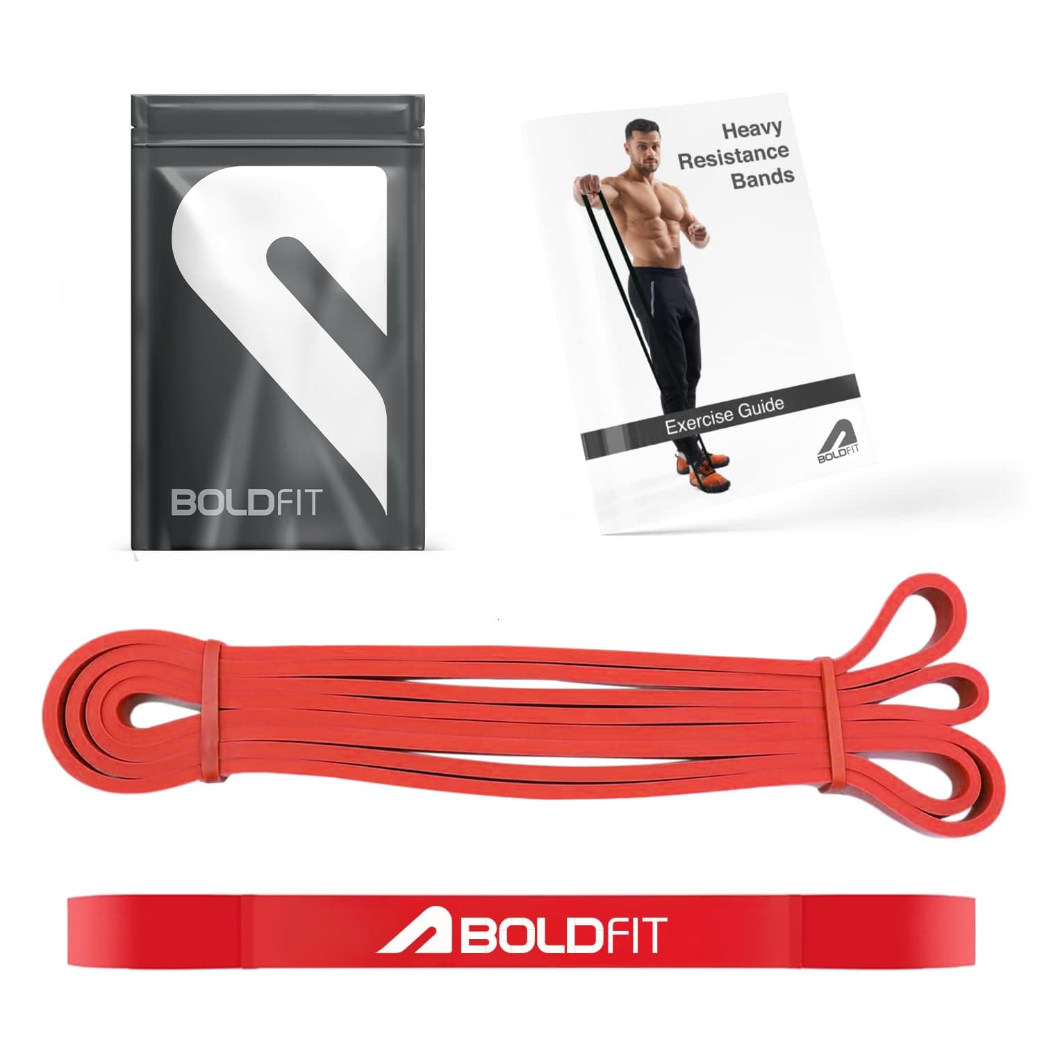 Boldfit Heavy Resistance Band for Workout & Exercise Pull Up, Stretching & Toning Bands for Men & Women Resistance Band Set for Home & Gym Workouts (Red, 7–15 Kg)