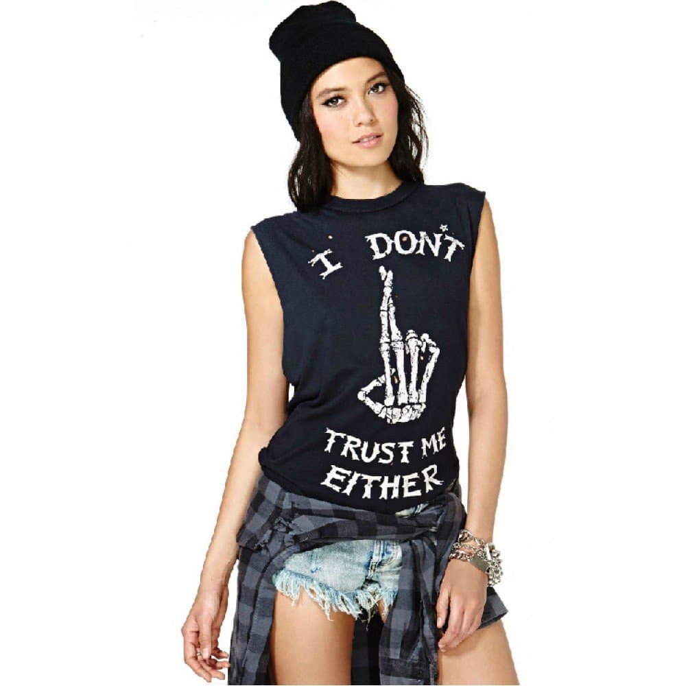 I Dont Trust Me Either Slogan Printed Casual Tee Size XL