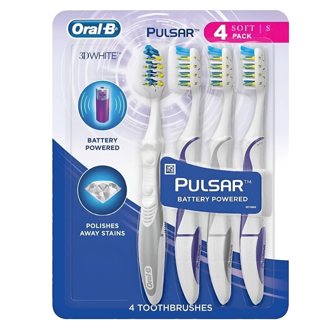 Oral B 3D White Luxe 4 Pack Pulsar Battery Powered Toothbrushes