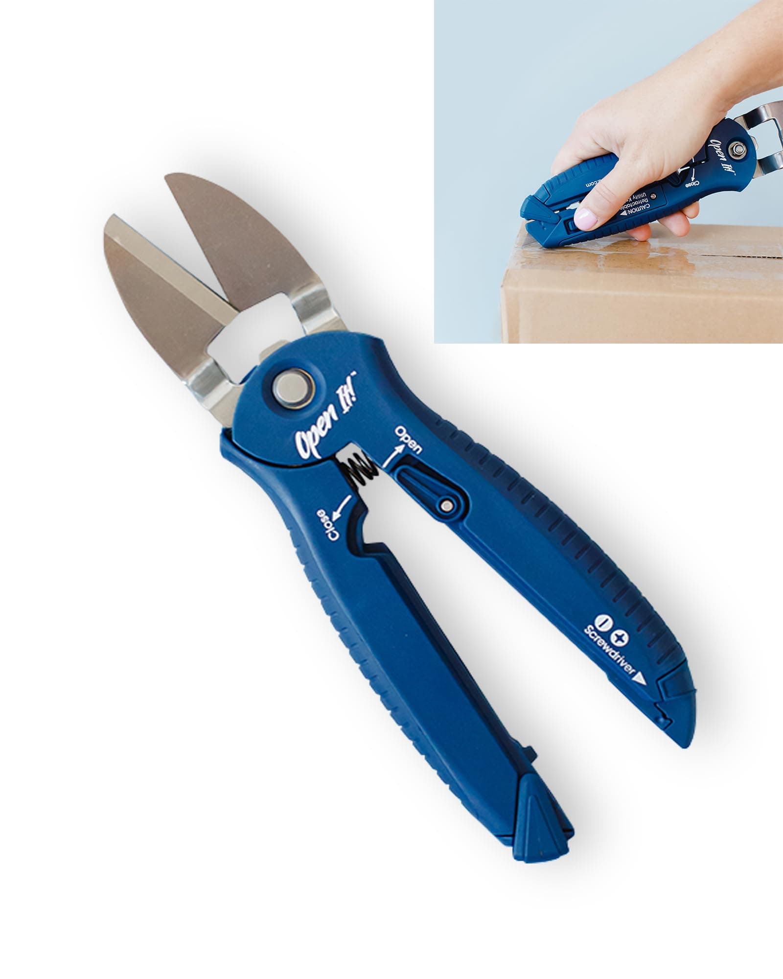 Open-It! All-in-one Tool, Heavy Duty Scissors, Box Cutter, Screwdriver, Package Opener