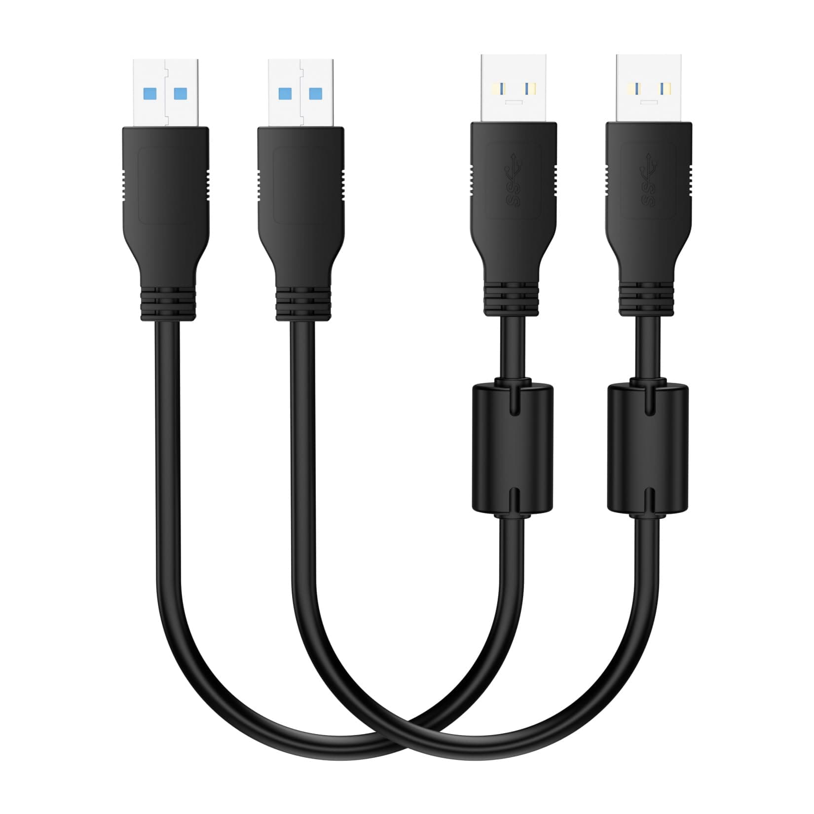 BolAAzuL 2 Pack USB 3.0 Extension Cable Type A Male to Male Cord 30cm/1ft, Bi-Directional Short USB 3.0 Male Extension Cords USB Adapter Connector Coupler Extension Cord