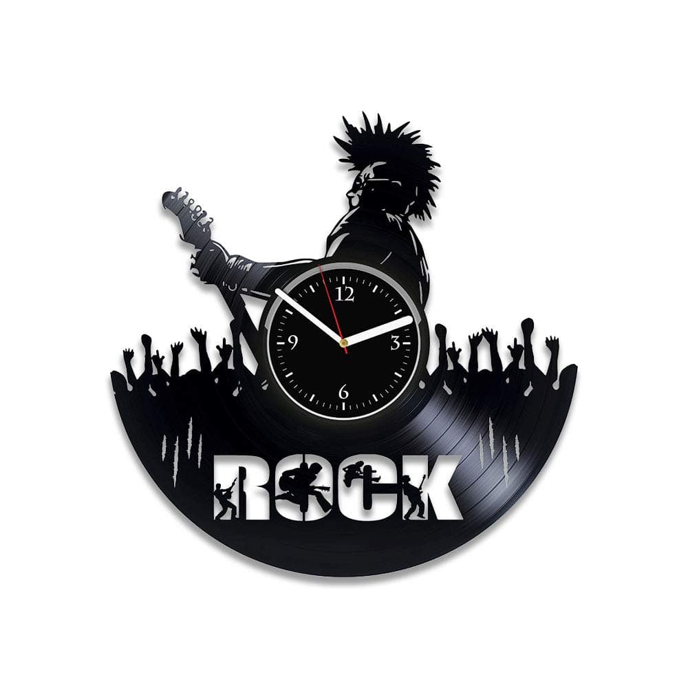 RainbowClocks Rock Vinyl Record Clock Rock Clock Rock Wall Clock Large 12 inch Rock Music Clock Guitar Vinyl Clock Guitar Xmas Gift Rock Vinyl Wall Clock Guitar Gift For Man