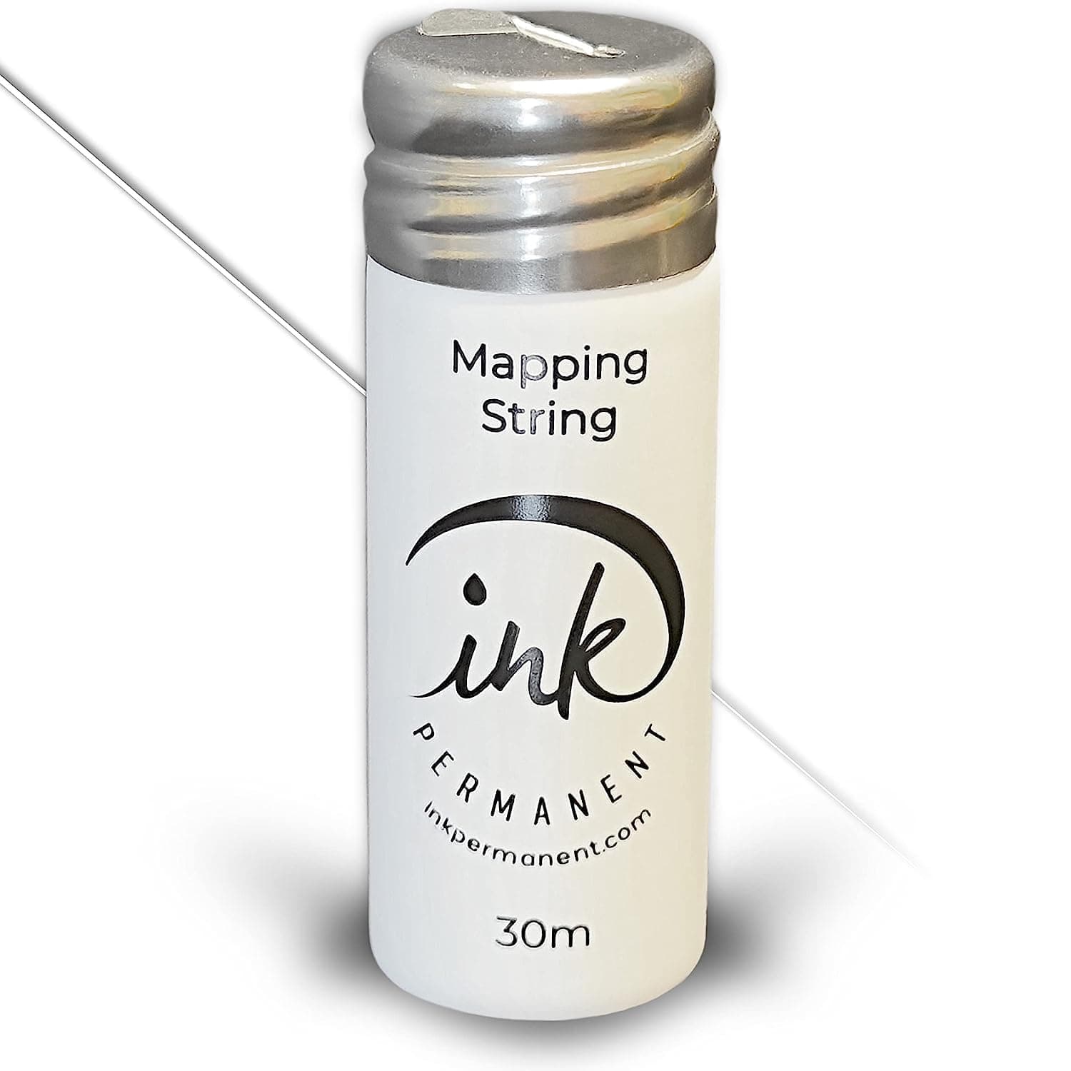Ink Permanent White Blow Mapping String [100ft Bottle - 30m] Supplies for Pre-Inked String/Permanent Make & Microblading Blow Mapping Kit, Eyebrow Shaping Thread (White)