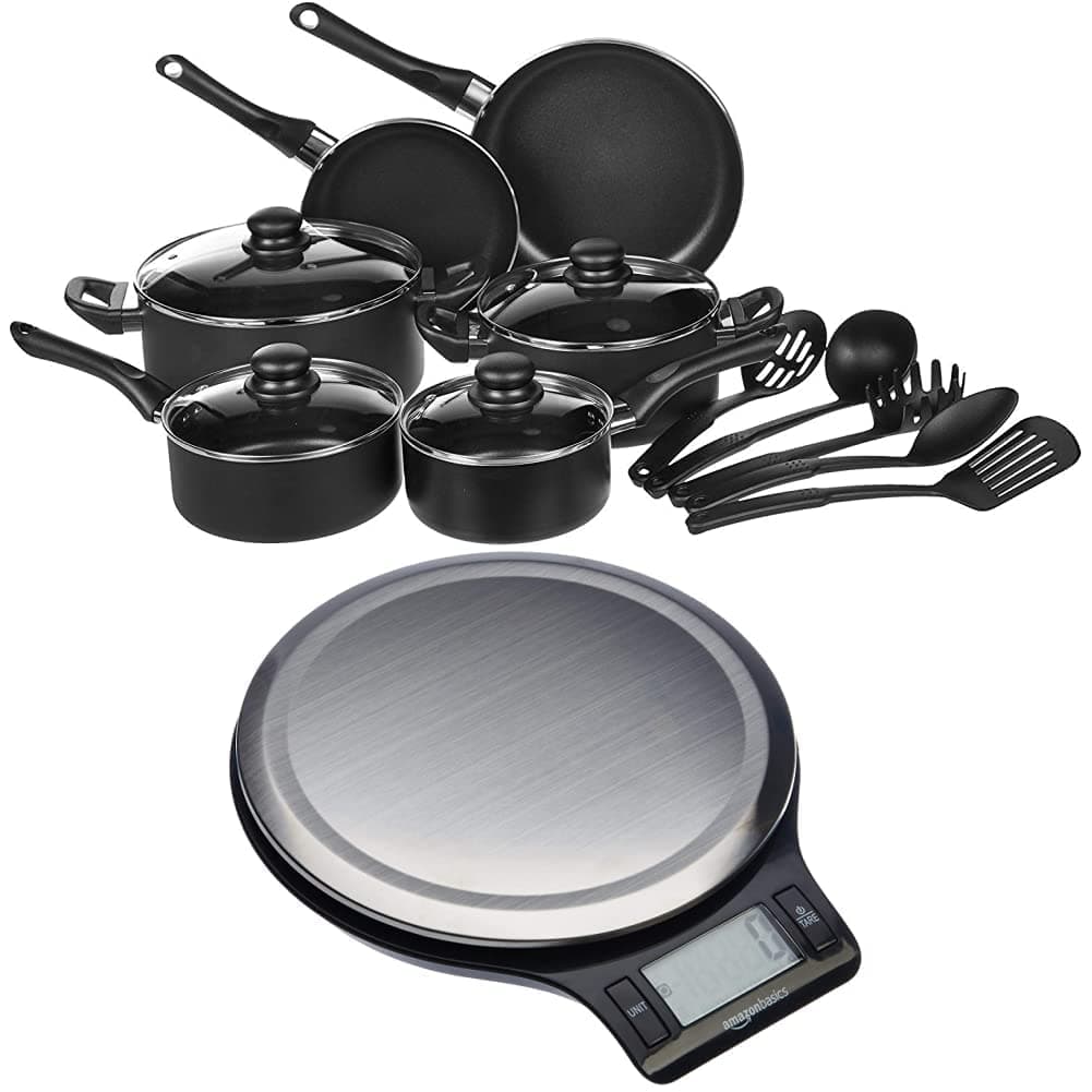 Amazon BasicsDigital Kitchen Scale and Cookware Sets