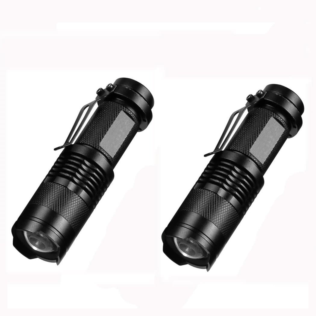 Skysted® (2 Pack A300 Super Mini Bright 300LM Single Mode Zoomable Focus Pocket Flashlight,Powered by 1 x AA or 1 x 14500 Battery(Not Included)
