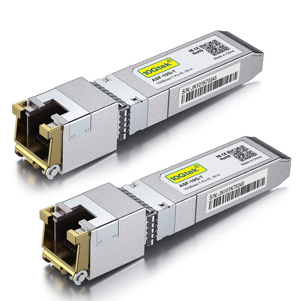 10Gtek [2 Pack 10Gb SFP+ RJ45 Copper Module 30-meter, 10GBase-T SFP+ Transceiver Compatible for Cisco SFP-10G-T-S, Ubiquiti UniFi UF-RJ45-10G, Netgear, Mikrotik S+RJ10, TP-Link, D-Link