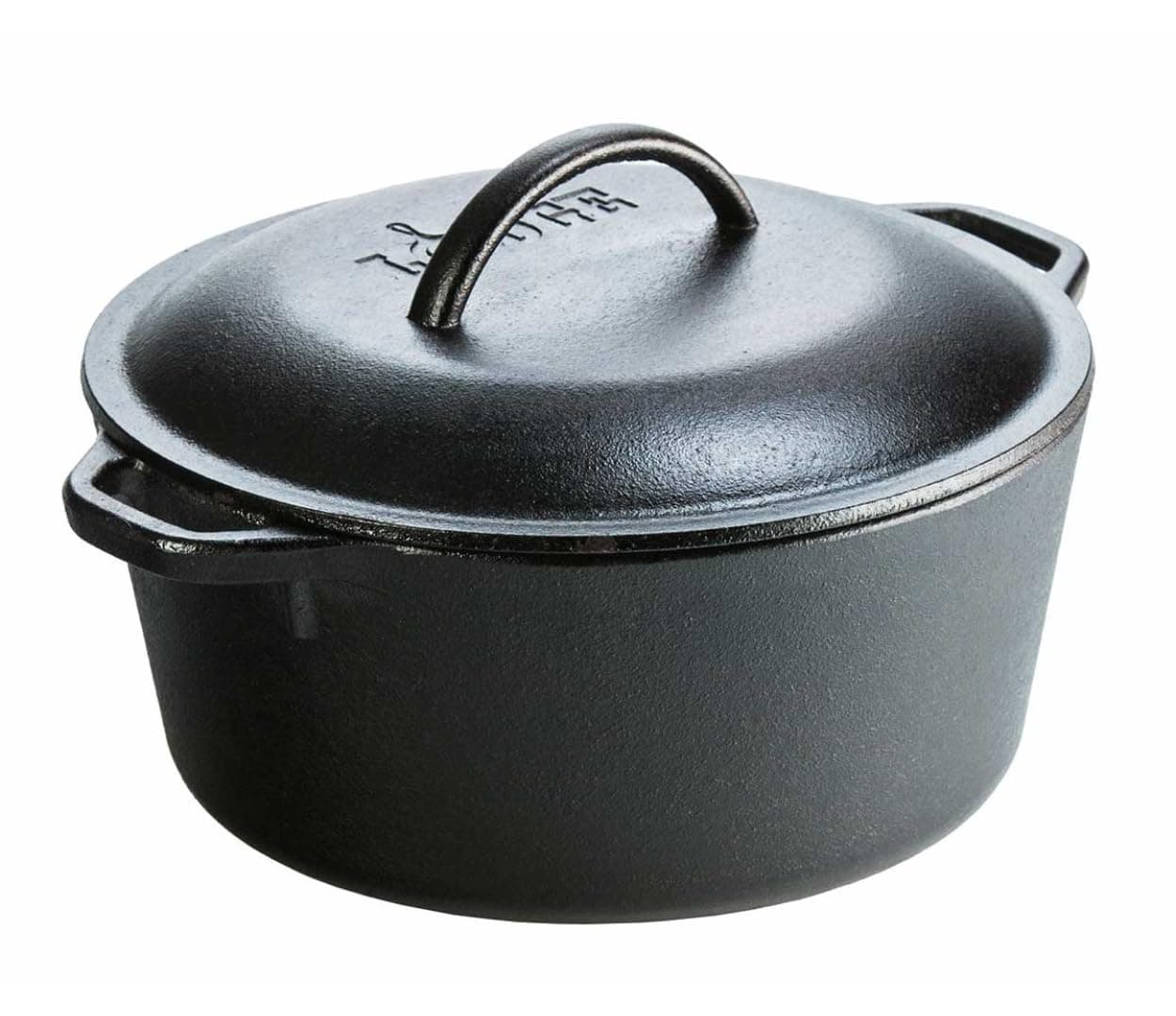 Lodge Cast Iron Dutch Oven - Loop Handle Cooking Vessel - Even Heat Retention - Oven-Safe, Versatile Pot - 5 Quart