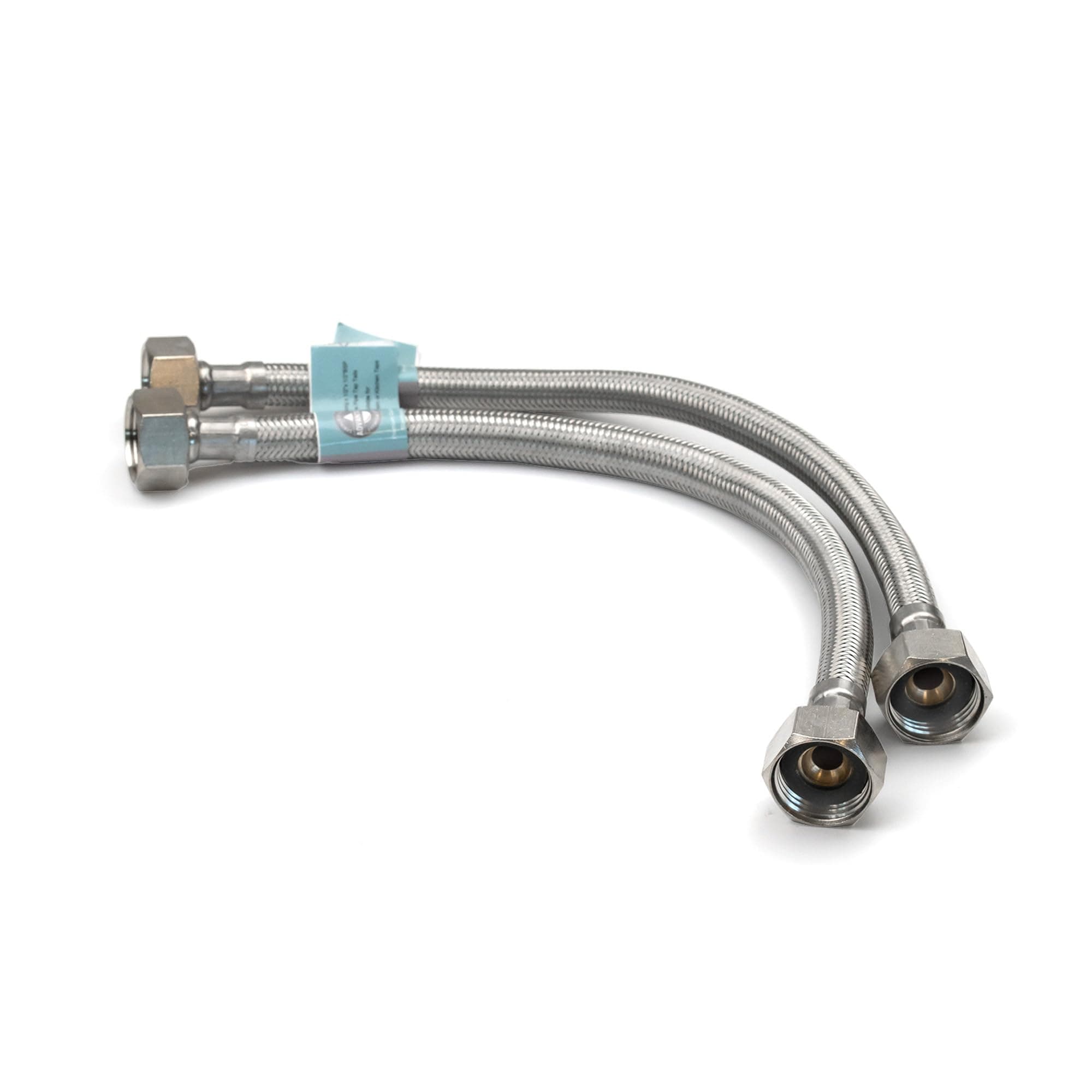 Flexible Hose Pipe Pair, 1/2" x 1/2" BSP 300mm Stainless Steel Flexi Pipes, Rust-Free Corrosion Resistant Monobloc Tap Connector, Replacement for Kitchen Sink & Bathroom Basin