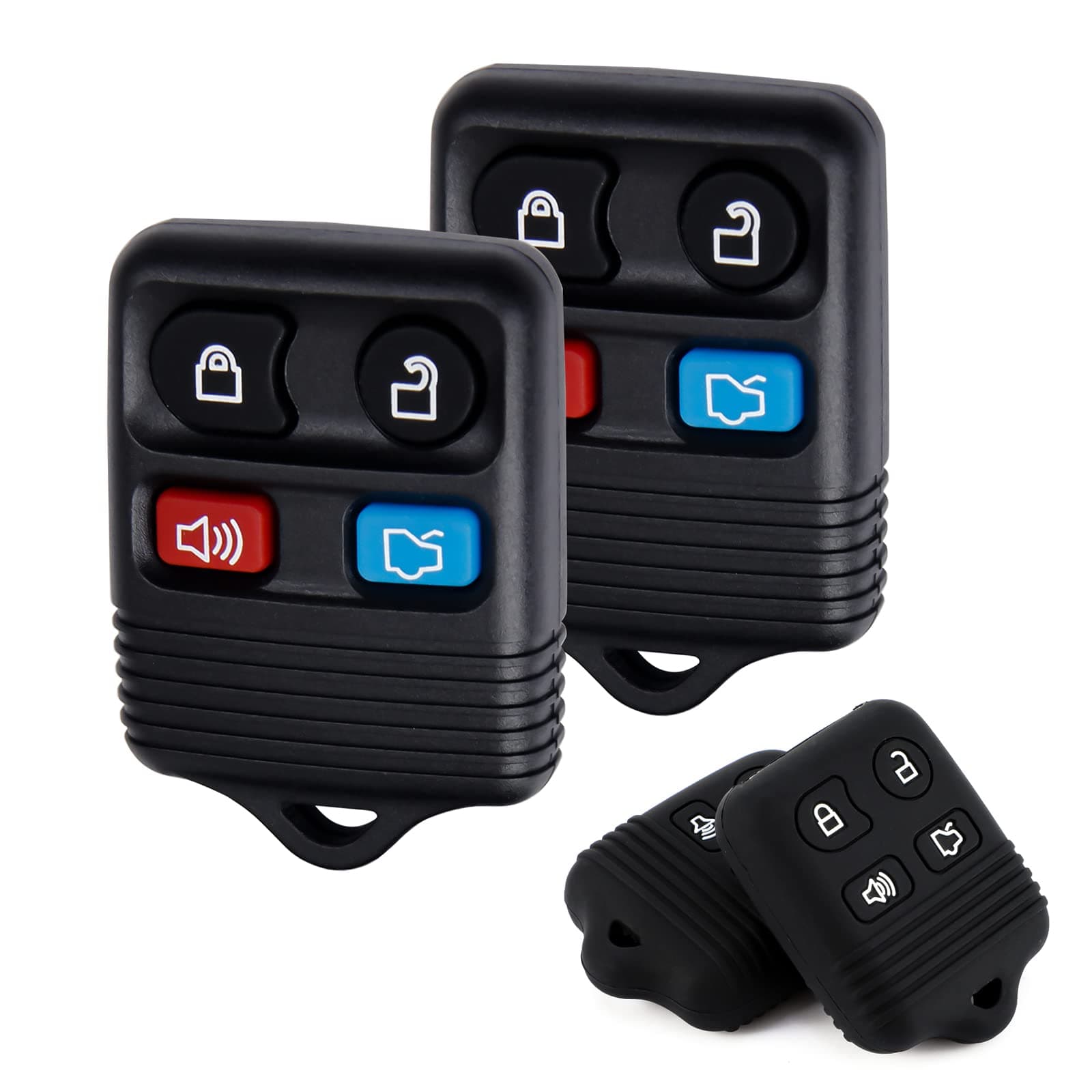 Car Key Fob Keyless Entry Remote with Cover Case Replacement of Ford Escape Explorer Expedition Focus Fusion Mustang| Mercury| Lincoln 4 Button CWTWB1U345