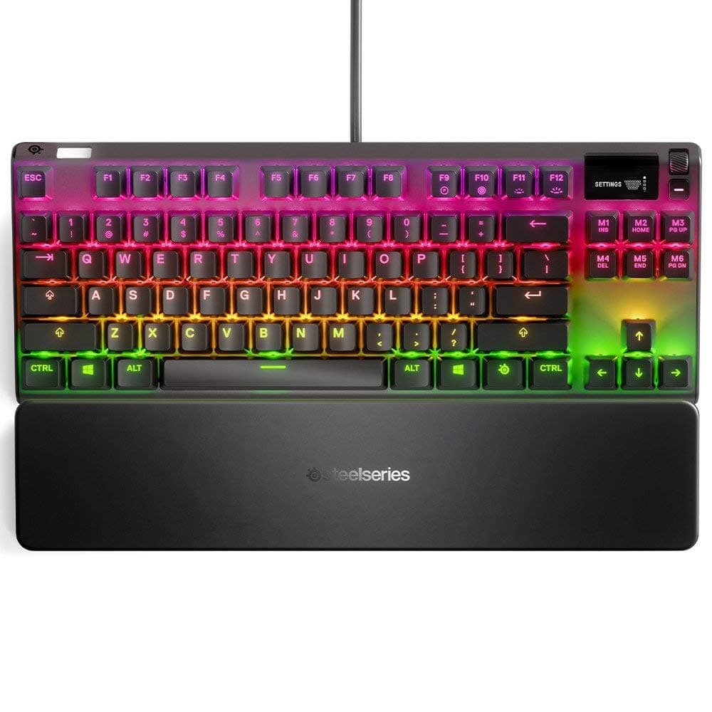 SteelSeries Apex 7 Tkl Compact Mechanical Gaming Keyboard Oled Smart Display Usb Passthrough & Media Controls Linear & Quiet Rgb Led Backlit, Black