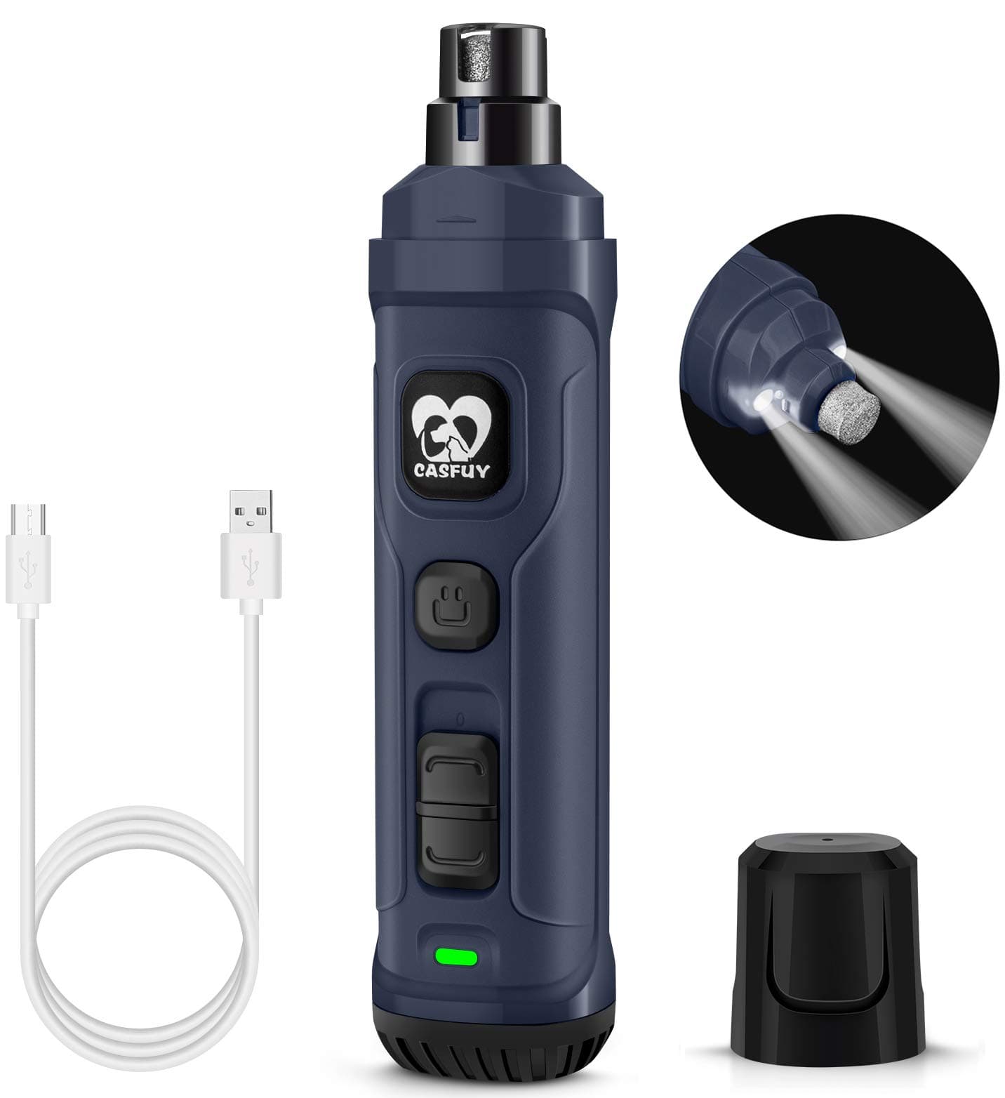 Dog Nail Grinder with 2 LED Light - New Version 2-Speed Powerful Electric Pet Nail Trimmer Professional Quiet Painless Paws Grooming & Smoothing for Small Medium Large Dogs and Cats (Blue)