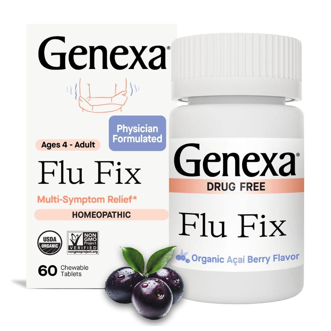 Flu Fix - 60 Tablets - Multi-Symptom Flu Remedy - Organic, Gluten Free & Non-GMO - Homeopathic Remedies
