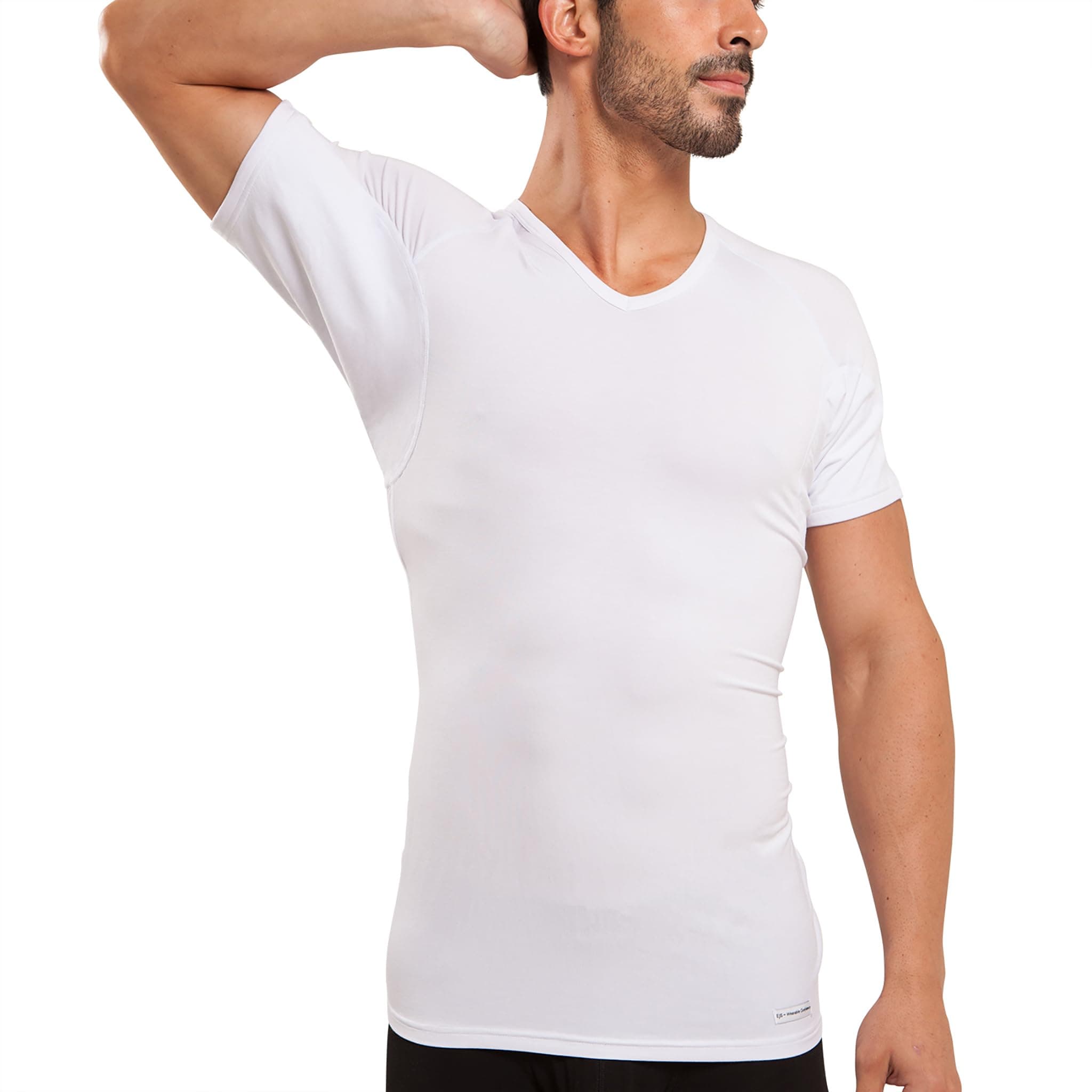 Men's Sweat Proof Undershirt, V Neck, Anti-Odor Silver, Micro Modal, Sweat Pads (XXX-Large, White)